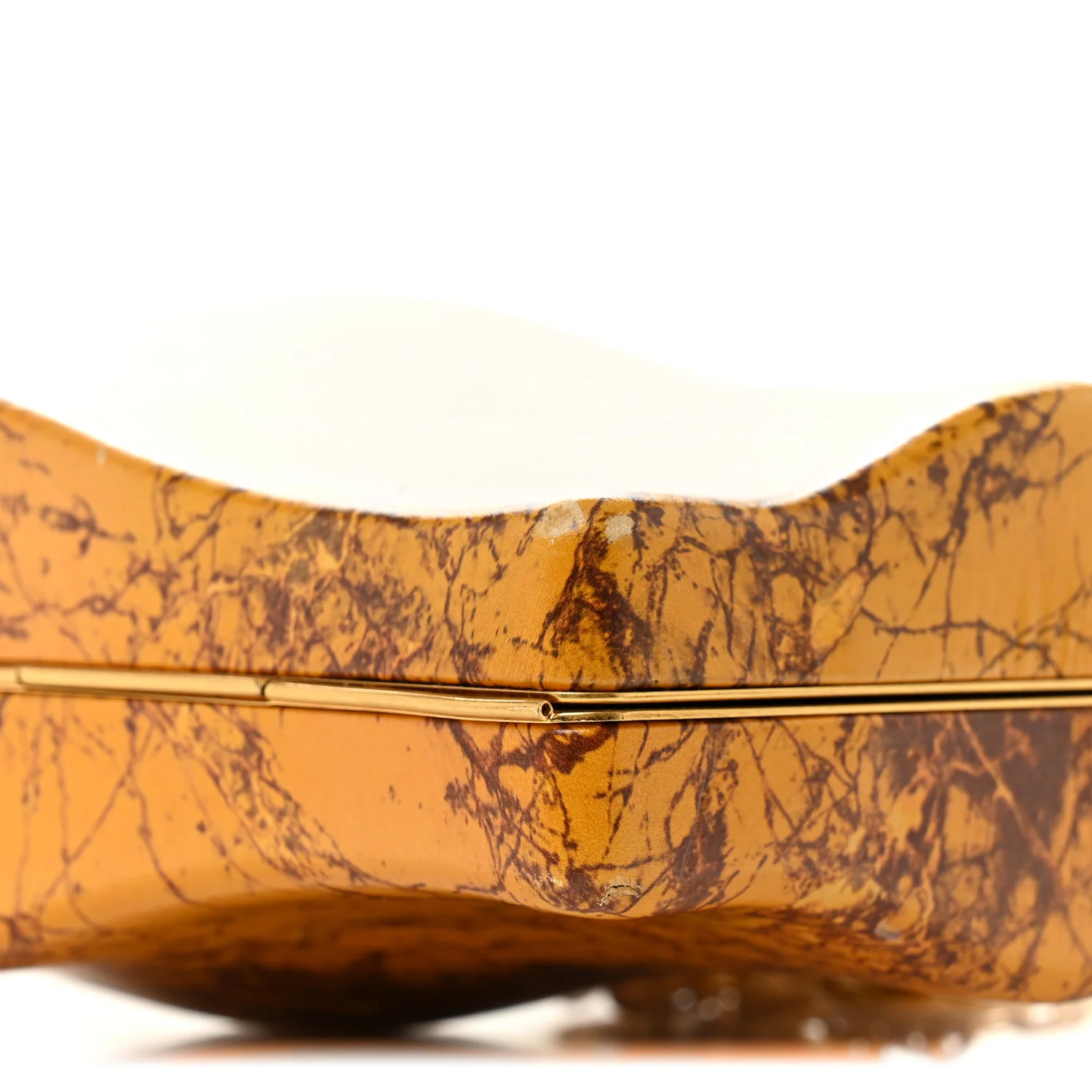 Spazzolato Calfskin Chain Clutch Gold Marble - Image 9