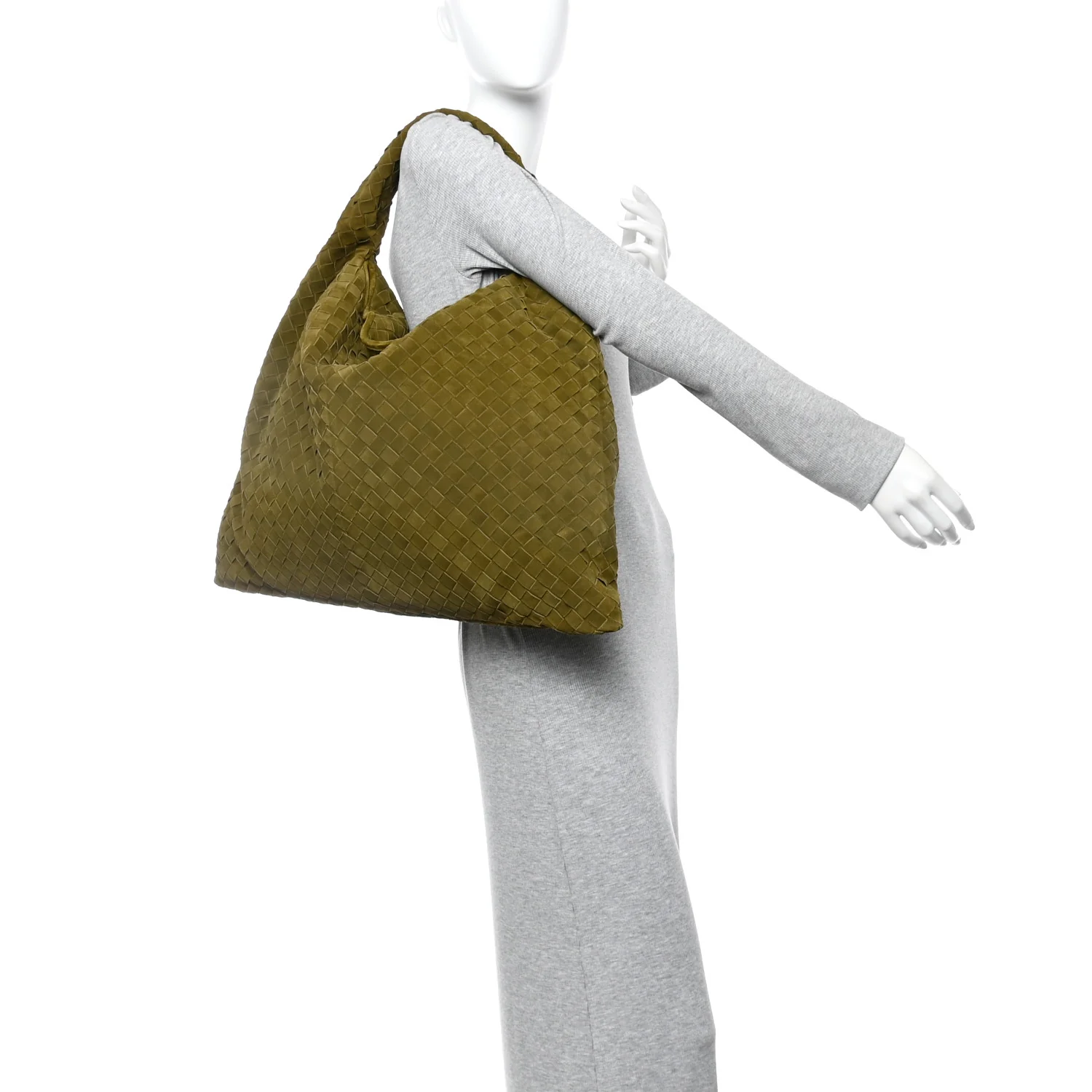 Suede Intrecciato Large Hop Olive Oil - Image 3