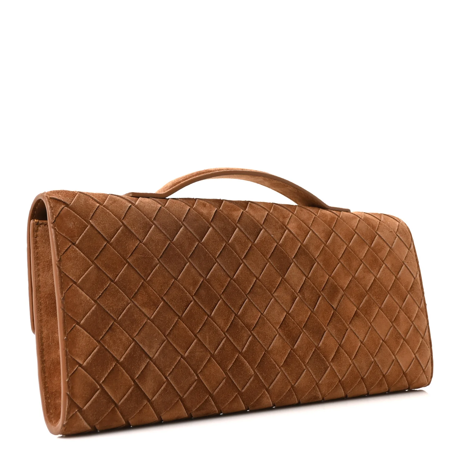 Suede Intrecciato Long Andiamo Top Handle Clutch Amber - Image 3