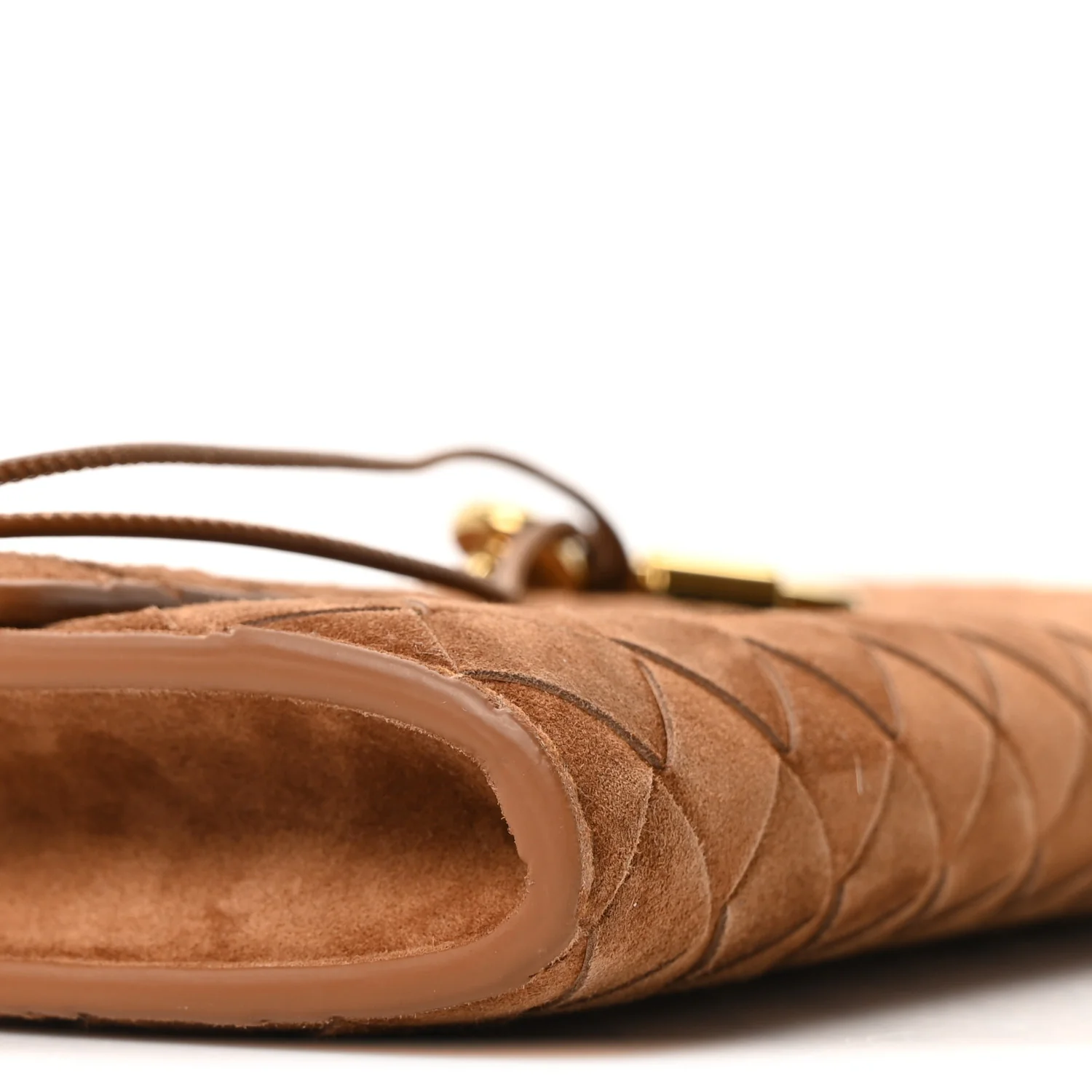Suede Intrecciato Long Andiamo Top Handle Clutch Amber - Image 8