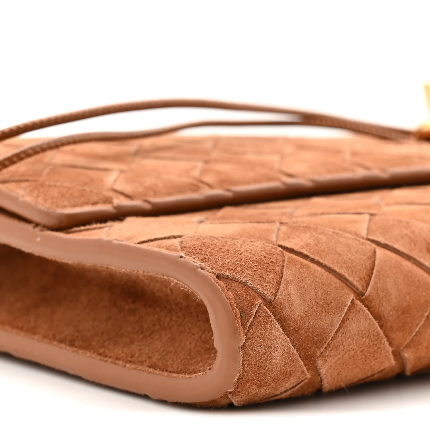 Suede Intrecciato Long Andiamo Top Handle Clutch  Amber - Image 8