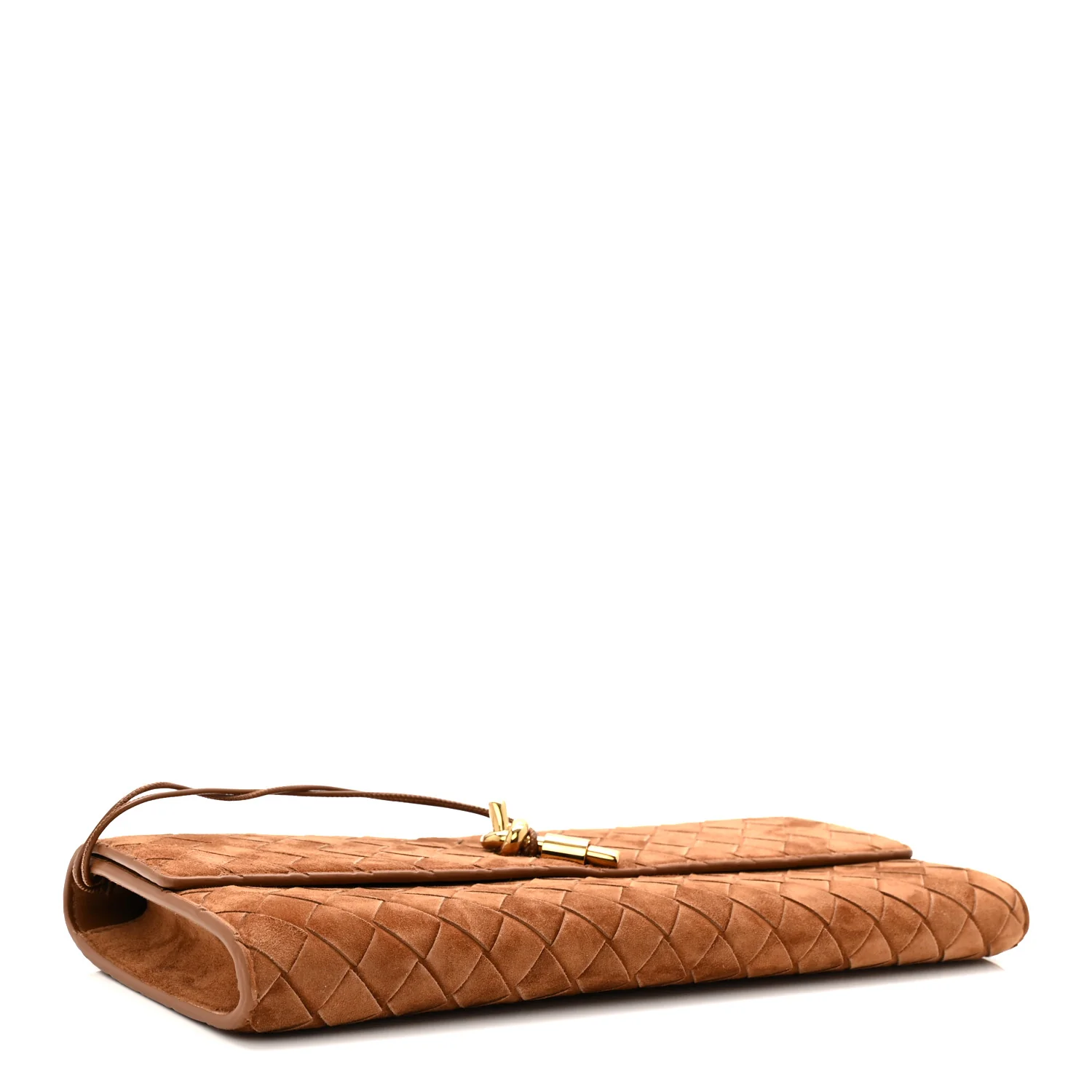 Suede Intrecciato Long Andiamo Top Handle Clutch Amber - Image 4