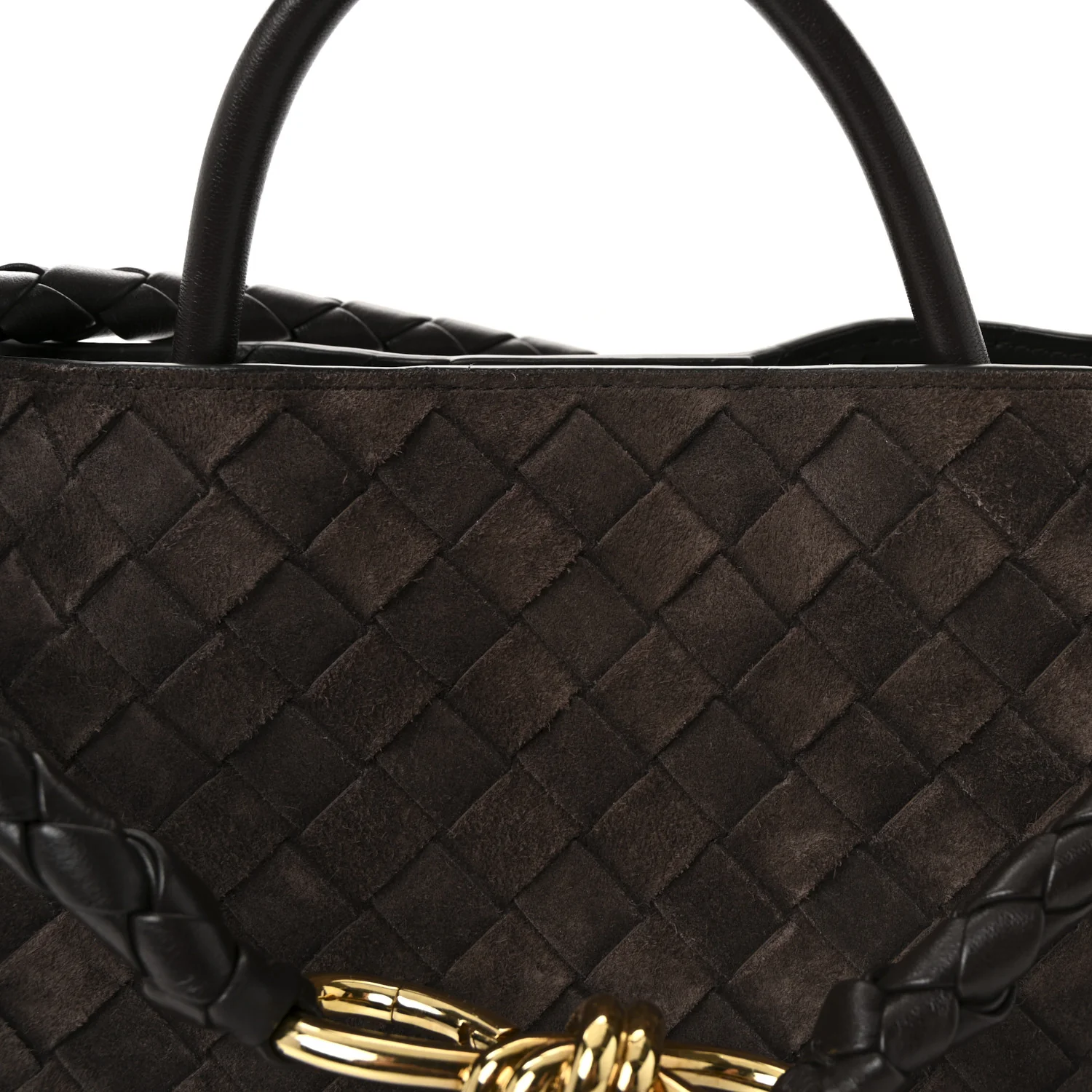 Suede Intrecciato Medium Andiamo Shoulder Bag Fondant - Image 7