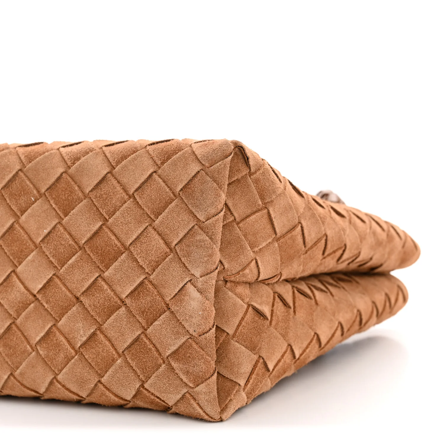 Suede Intrecciato Small Andiamo Shoulder Bag Amber - Image 9