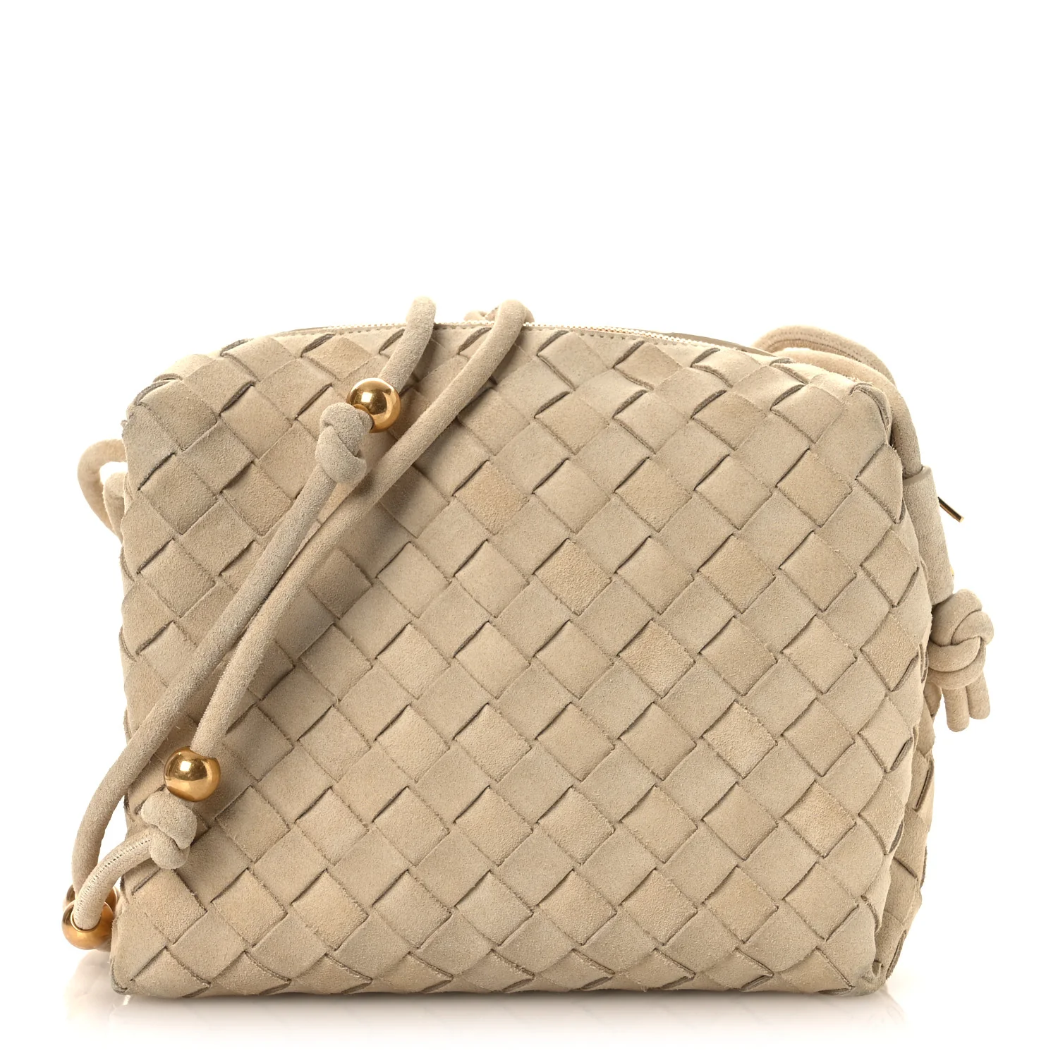 Suede Intrecciato Small Loop Camera Bag Sand