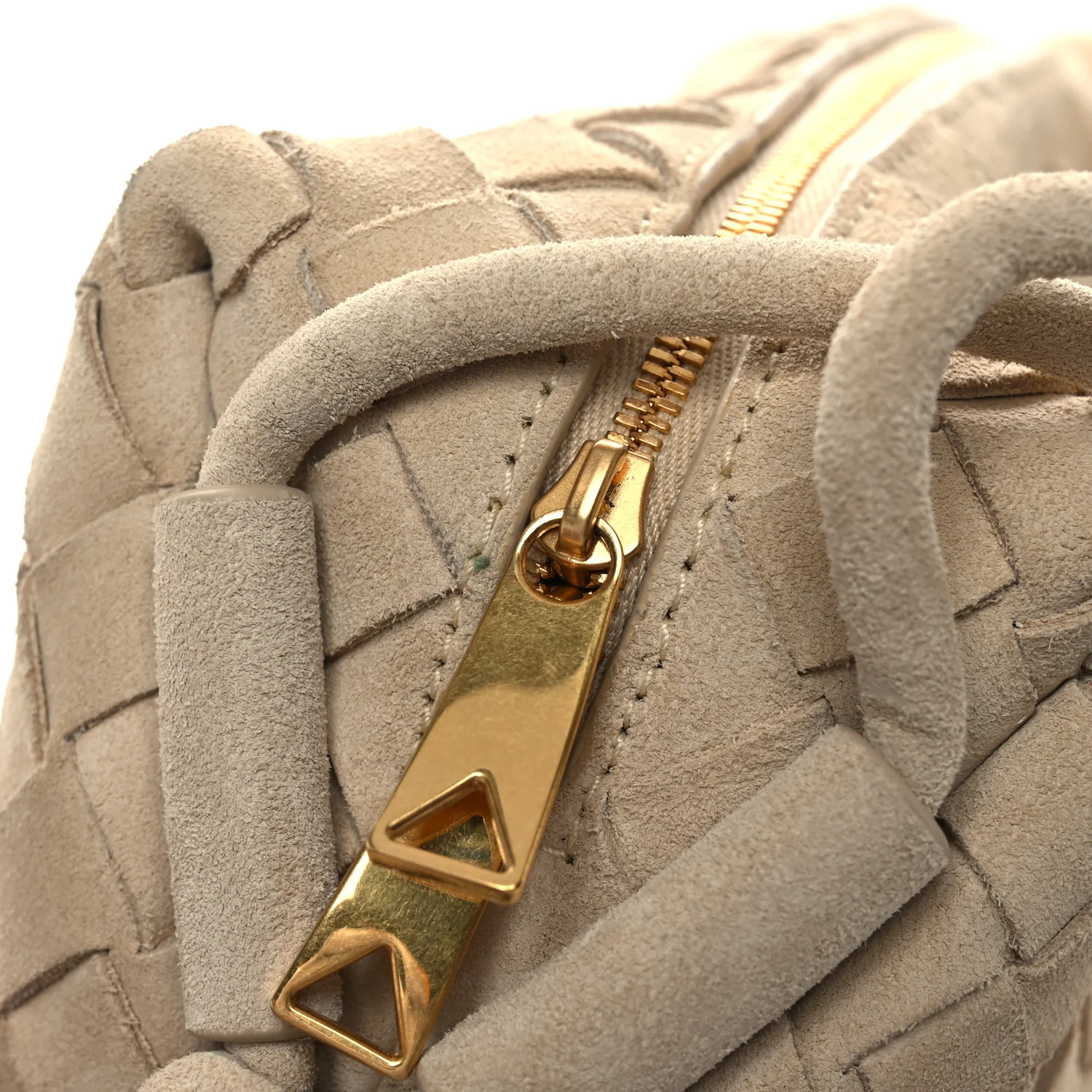 Suede Intrecciato Small Loop Camera Bag Sand - Image 11