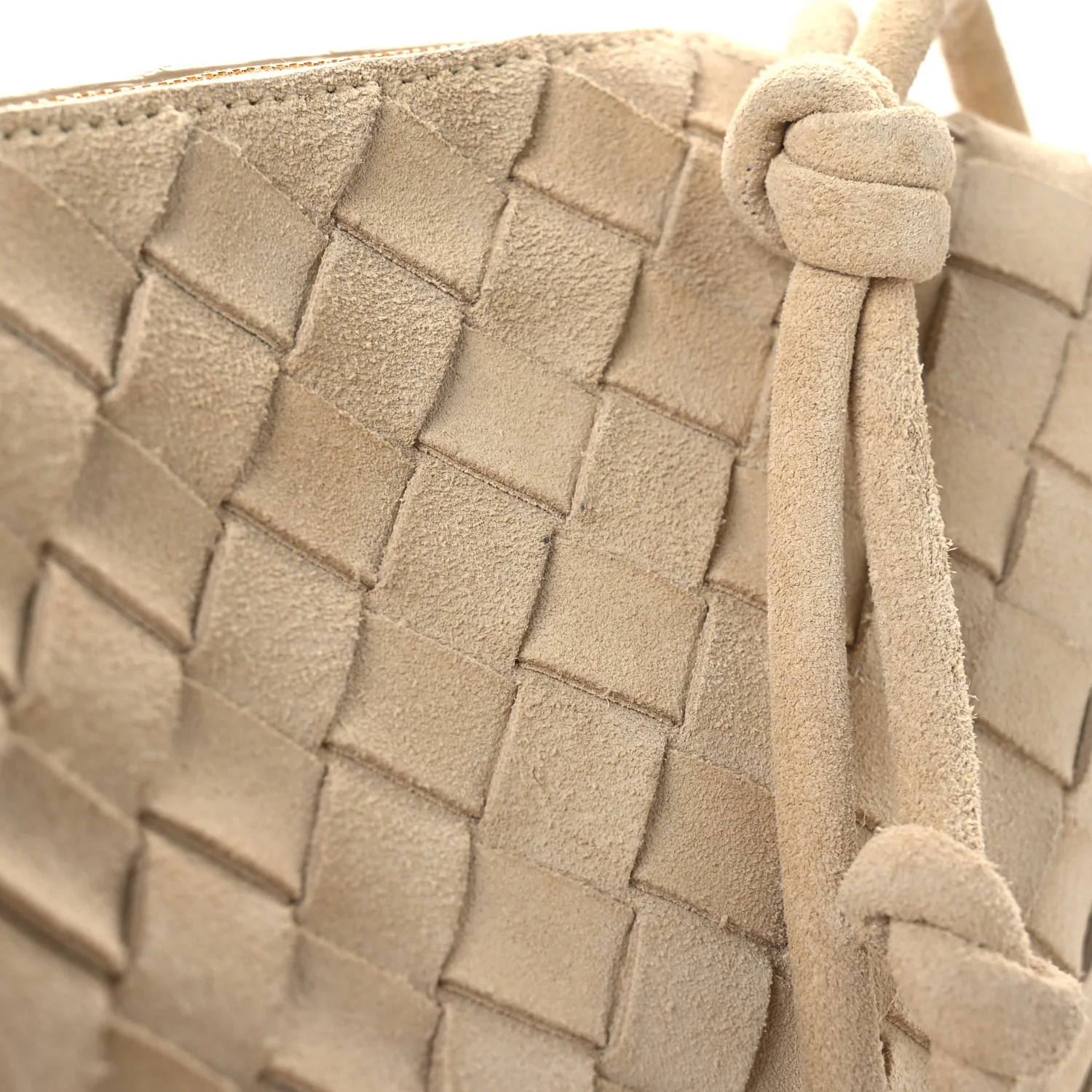 Suede Intrecciato Small Loop Camera Bag Sand - Image 12