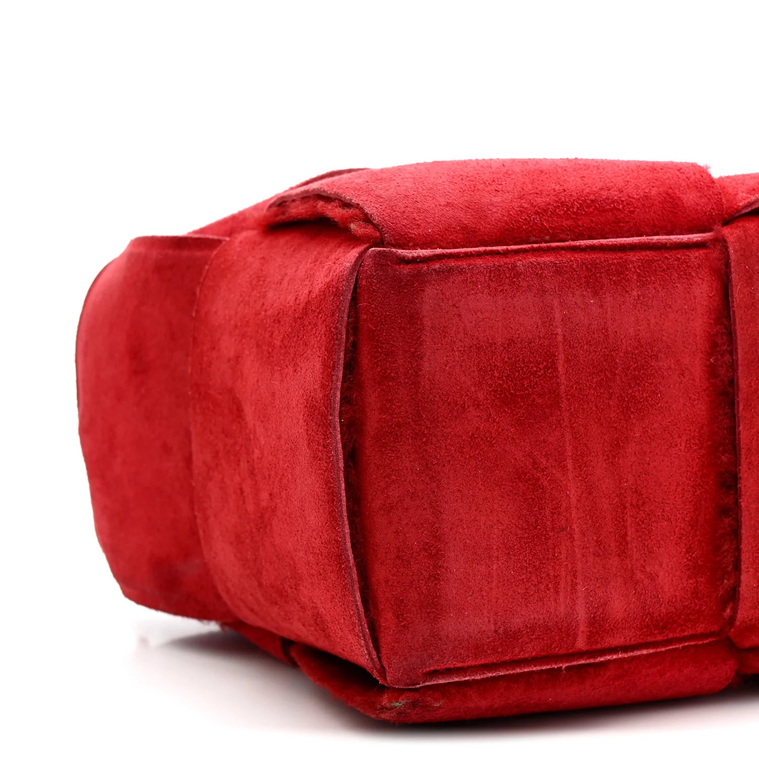 Suede Shearling Maxi Intrecciato Small Arco Tote Red - Image 10