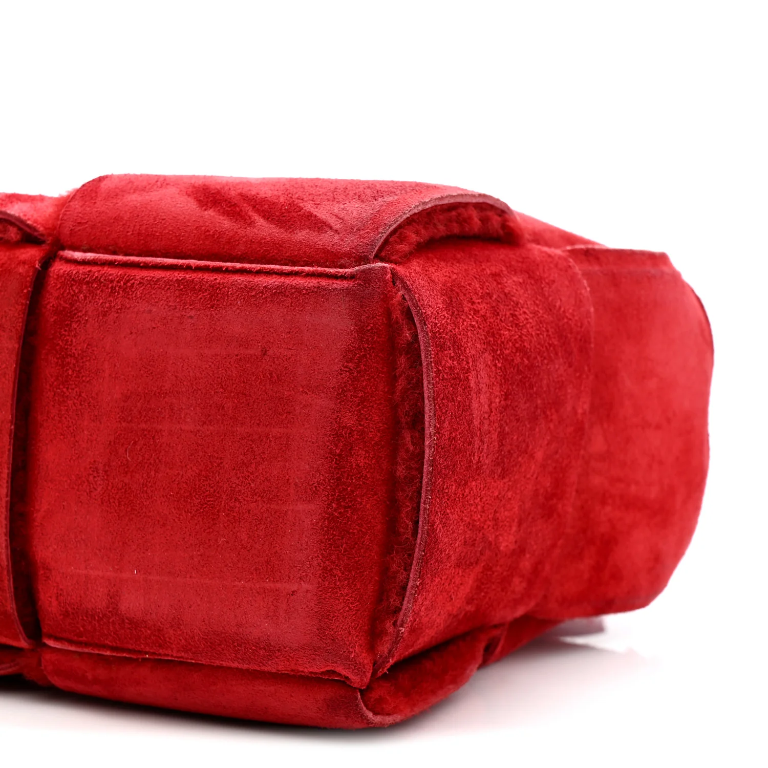 Suede Shearling Maxi Intrecciato Small Arco Tote Red - Image 11