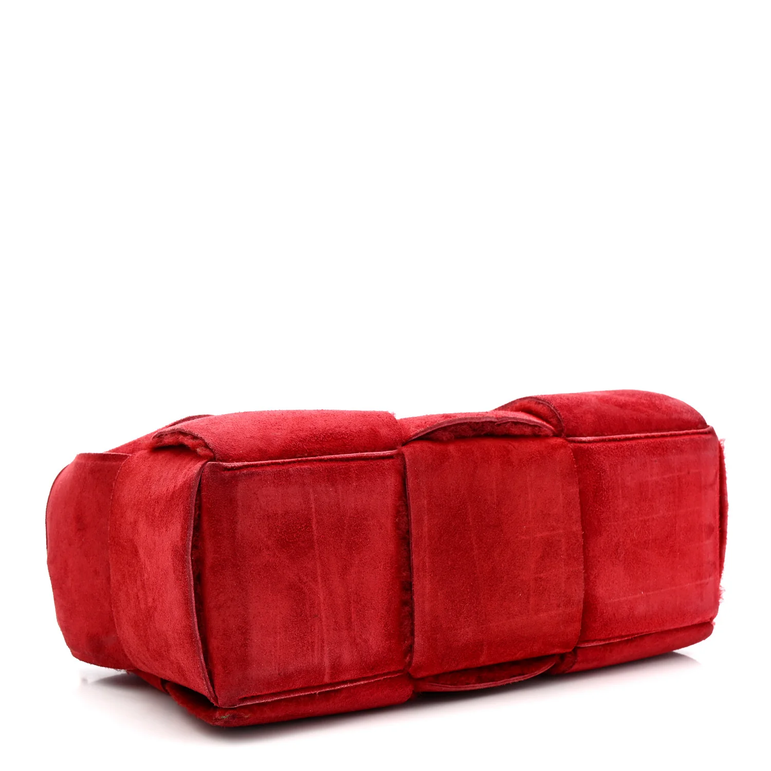 Suede Shearling Maxi Intrecciato Small Arco Tote Red - Image 5