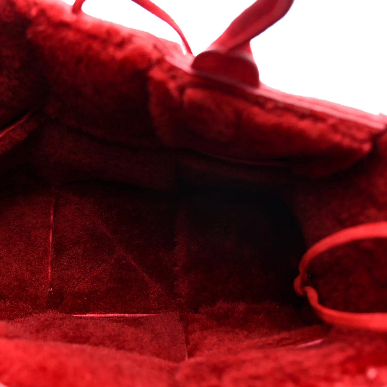 Suede Shearling Maxi Intrecciato Small Arco Tote Red - Image 6