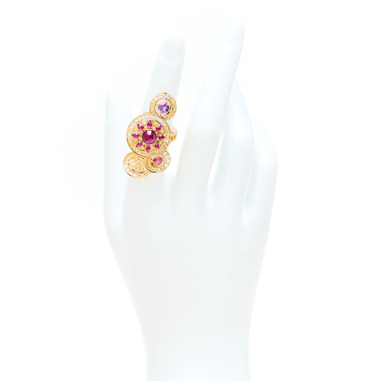 18K Rose Gold Diamond Multi Gemstone Sheherazade Ring 49 5 - Image 2