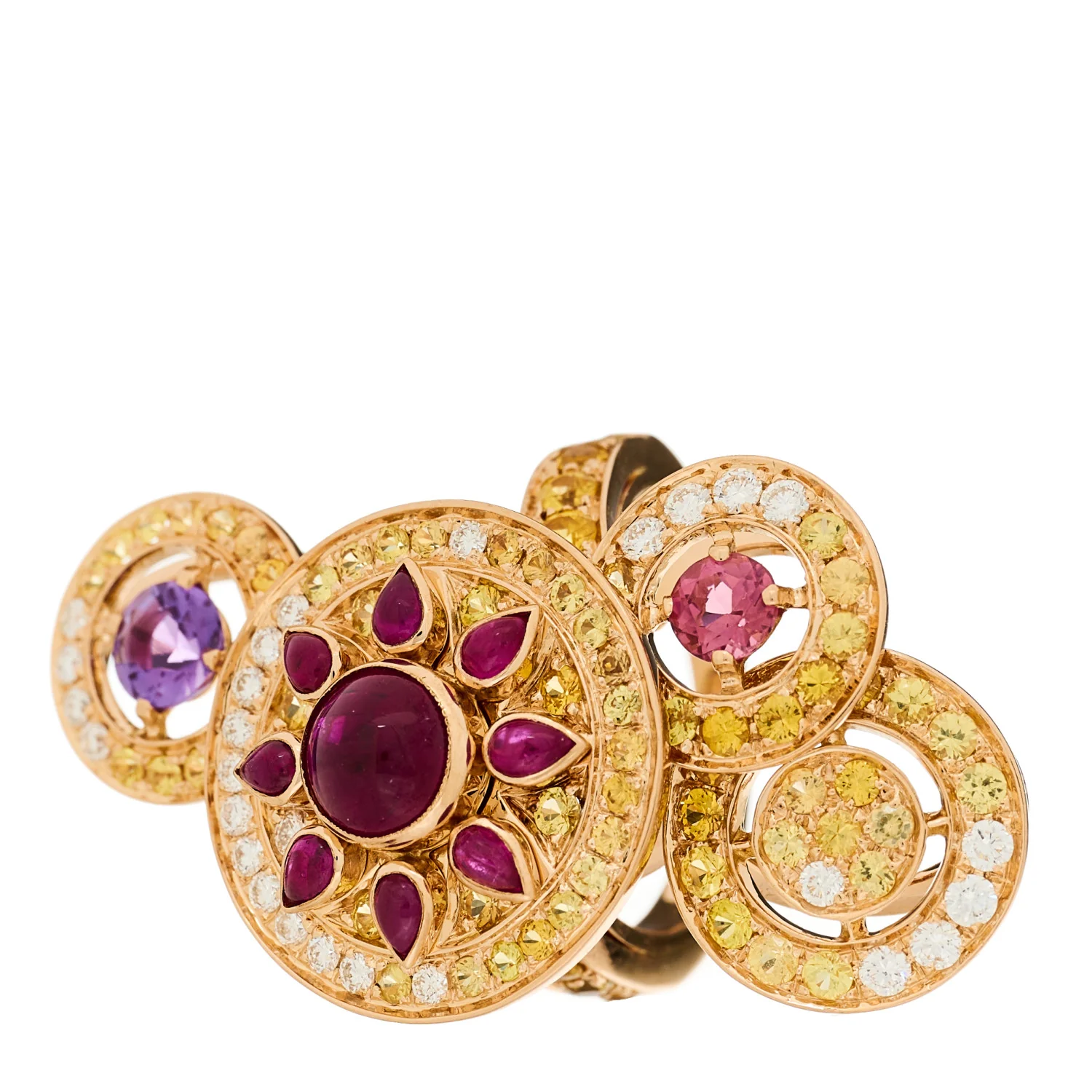 18K Rose Gold Diamond Multi Gemstone Sheherazade Ring 49 5 - Image 4