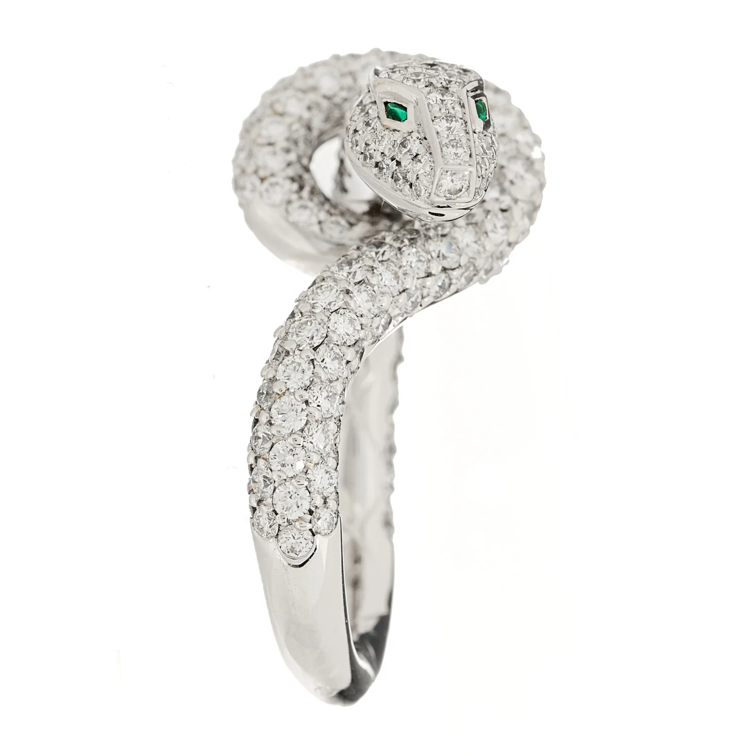 18K White Gold Diamond Kaa Snake Ring 54 6.75 - Image 3