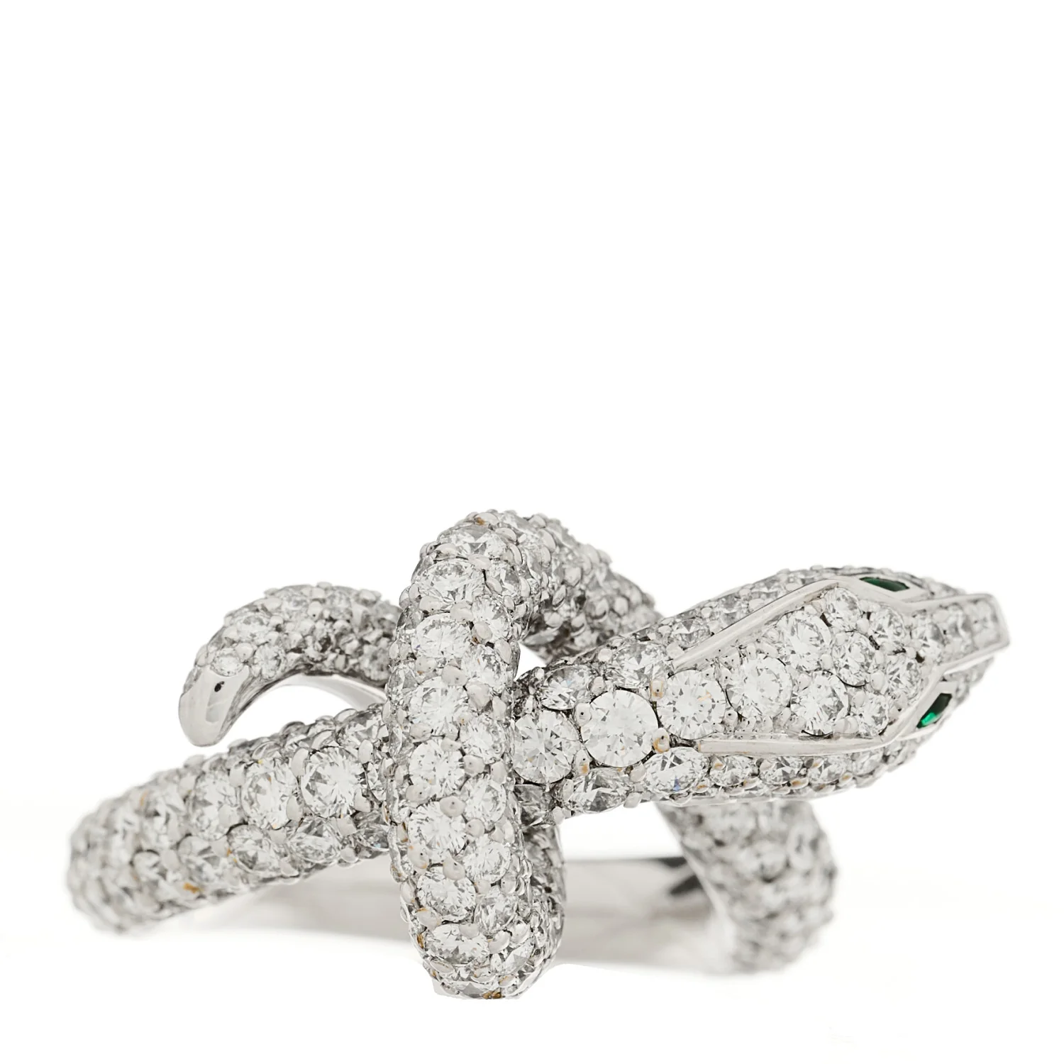 18K White Gold Diamond Kaa Snake Ring 54 6.75 - Image 4