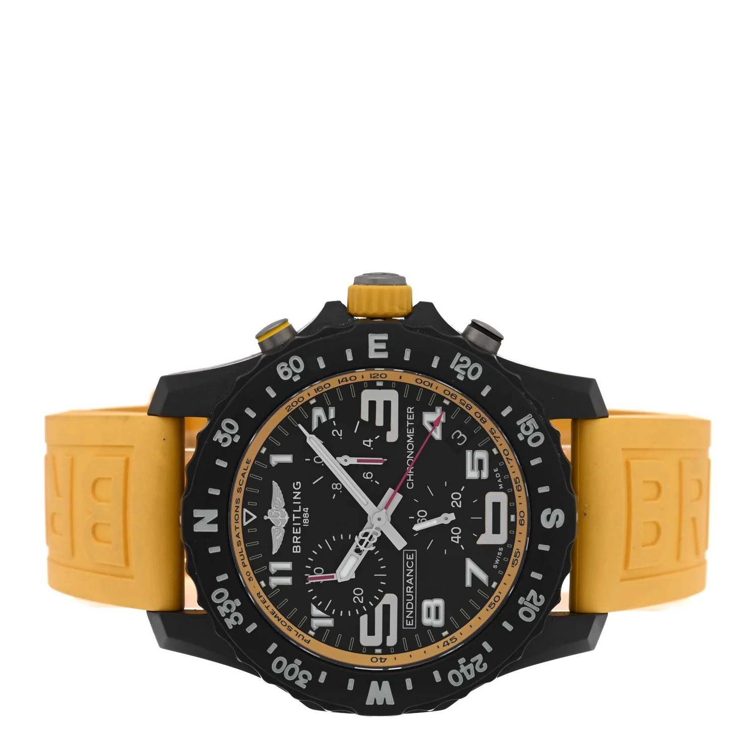 Breitlight Rubber 44mm Endurance Pro Chronograph Quartz Watch Yellow X82310 - Image 2