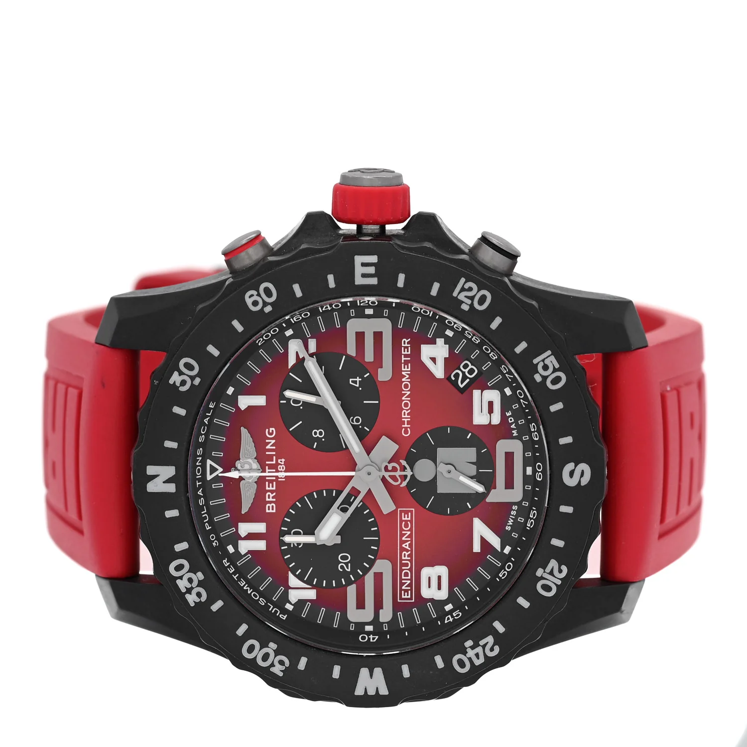 Breitlight Rubber 44mm Endurance Pro Ironman Chronograph Quartz Watch Red X82310 - Image 2
