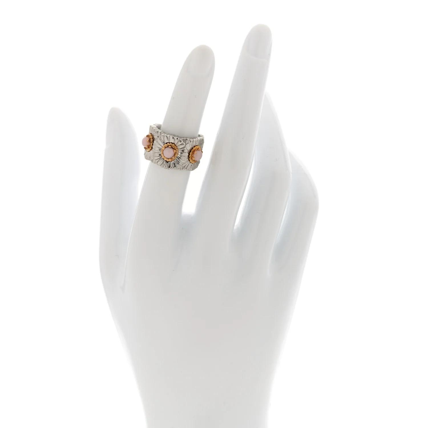Sterling Silver Pink Opal Blossoms Color Eternelle Ring 50 5.25 Gold - Image 2