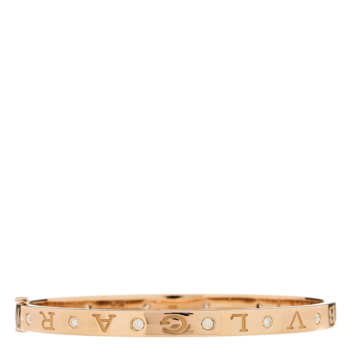 18K Rose Gold 12 Diamond B.Zero1 Essential Bangle Bracelet M - Image 2