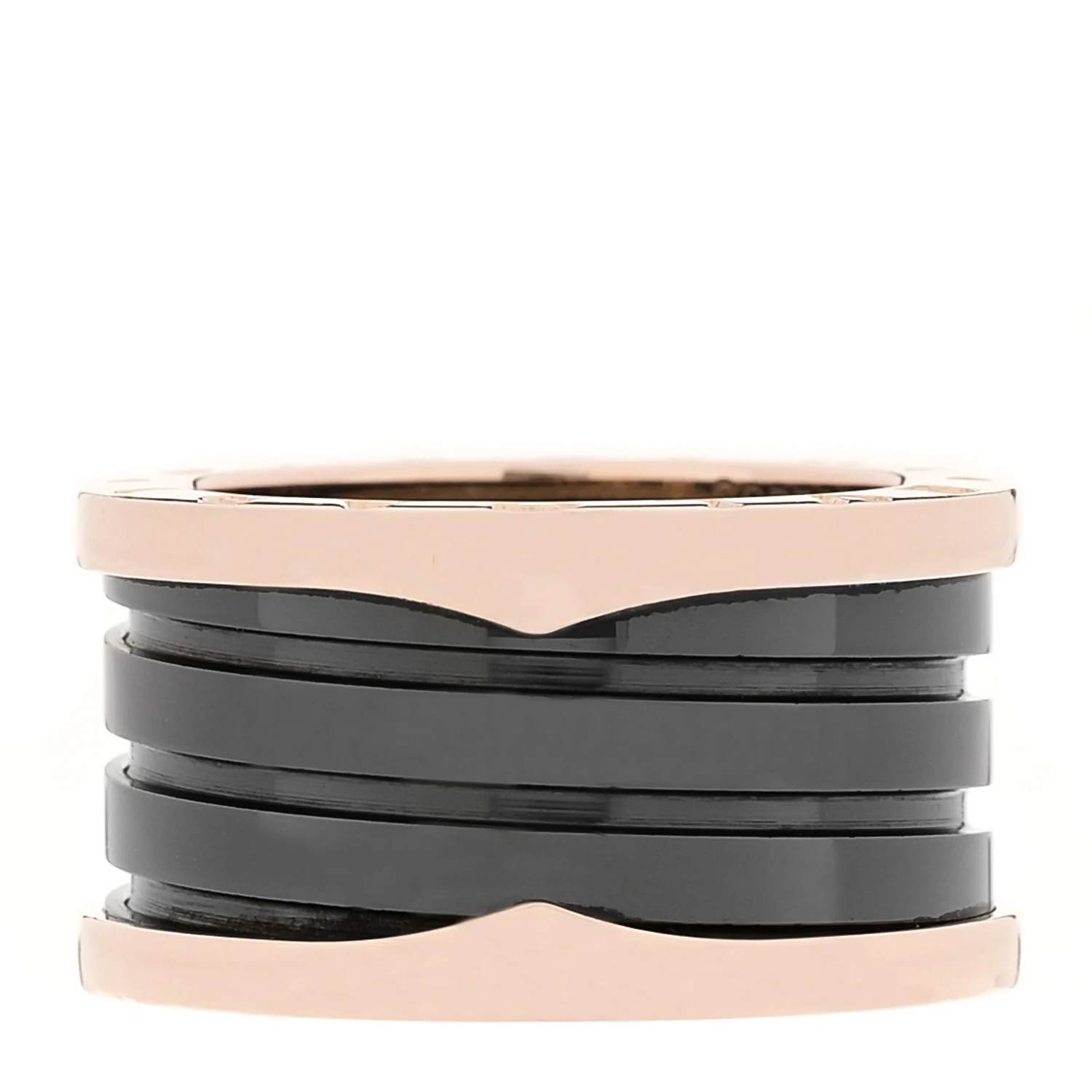 18K Rose Gold Black Ceramic B.Zero1 Four-Band Ring 53 6.25