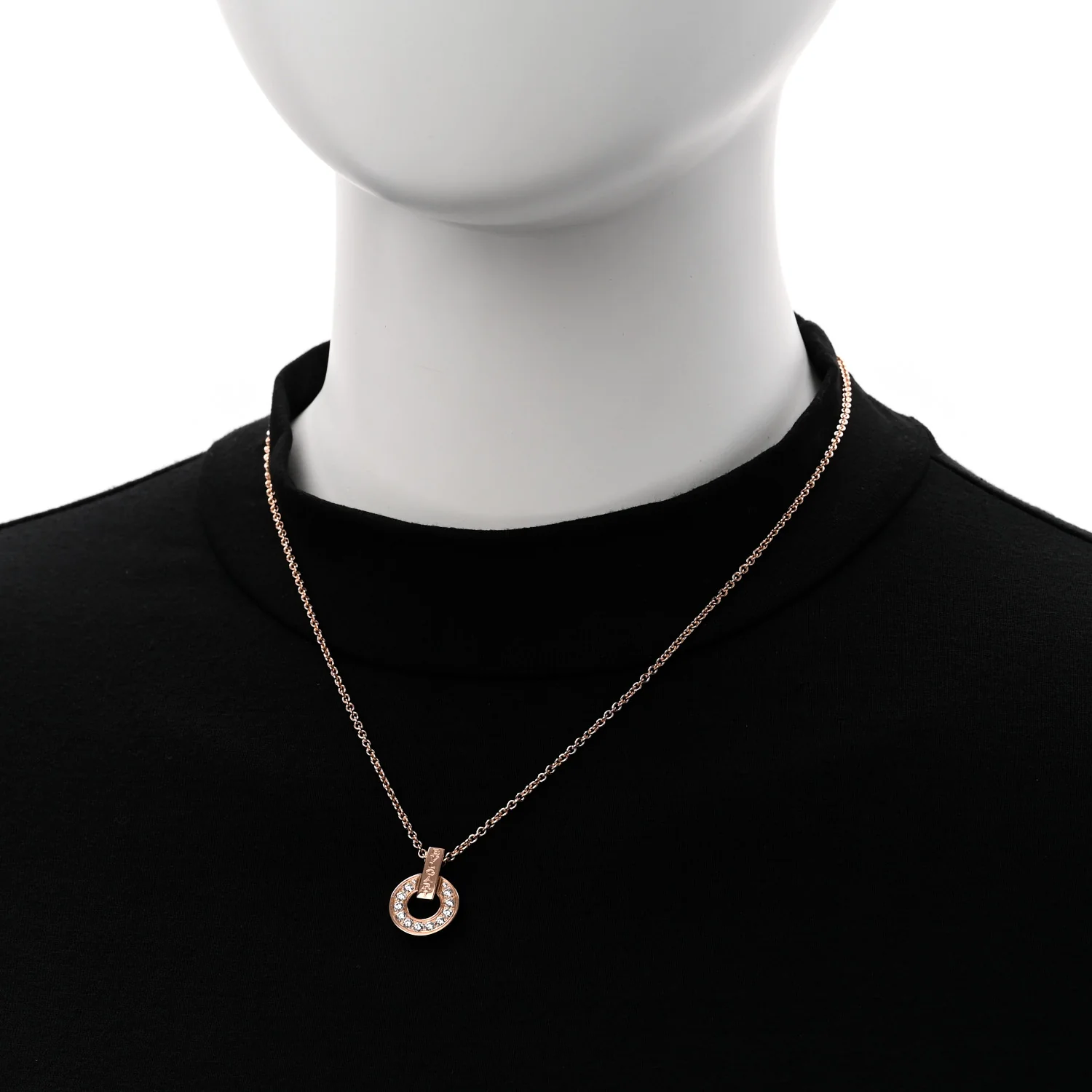 18K Rose Gold Diamond BVLGARI BVLGARI Open Work Pendant Necklace - Image 2