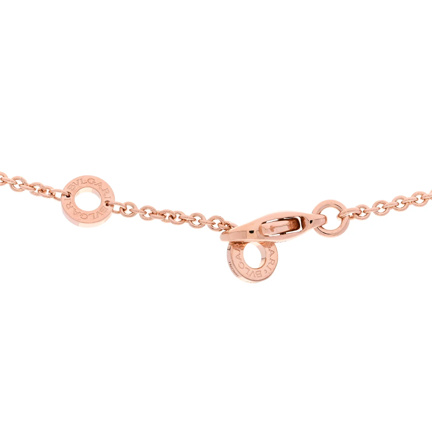 18K Rose Gold Diamond BVLGARI BVLGARI Open Work Pendant Necklace - Image 4