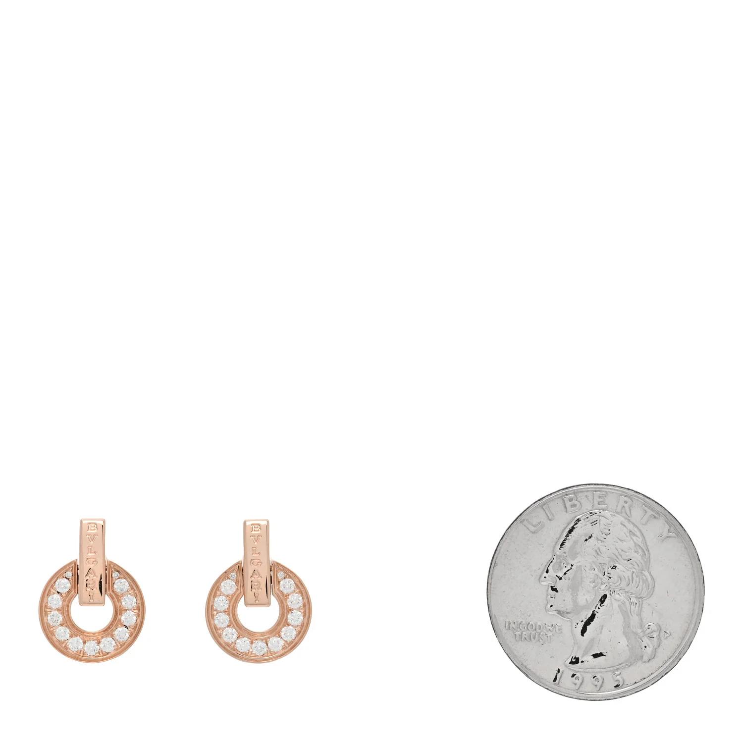 18K Rose Gold Diamond BVLGARI BVLGARI Openwork Earrings - Image 2