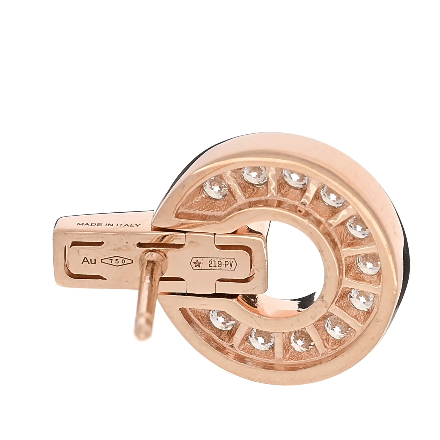 18K Rose Gold Diamond BVLGARI BVLGARI Openwork Earrings - Image 4
