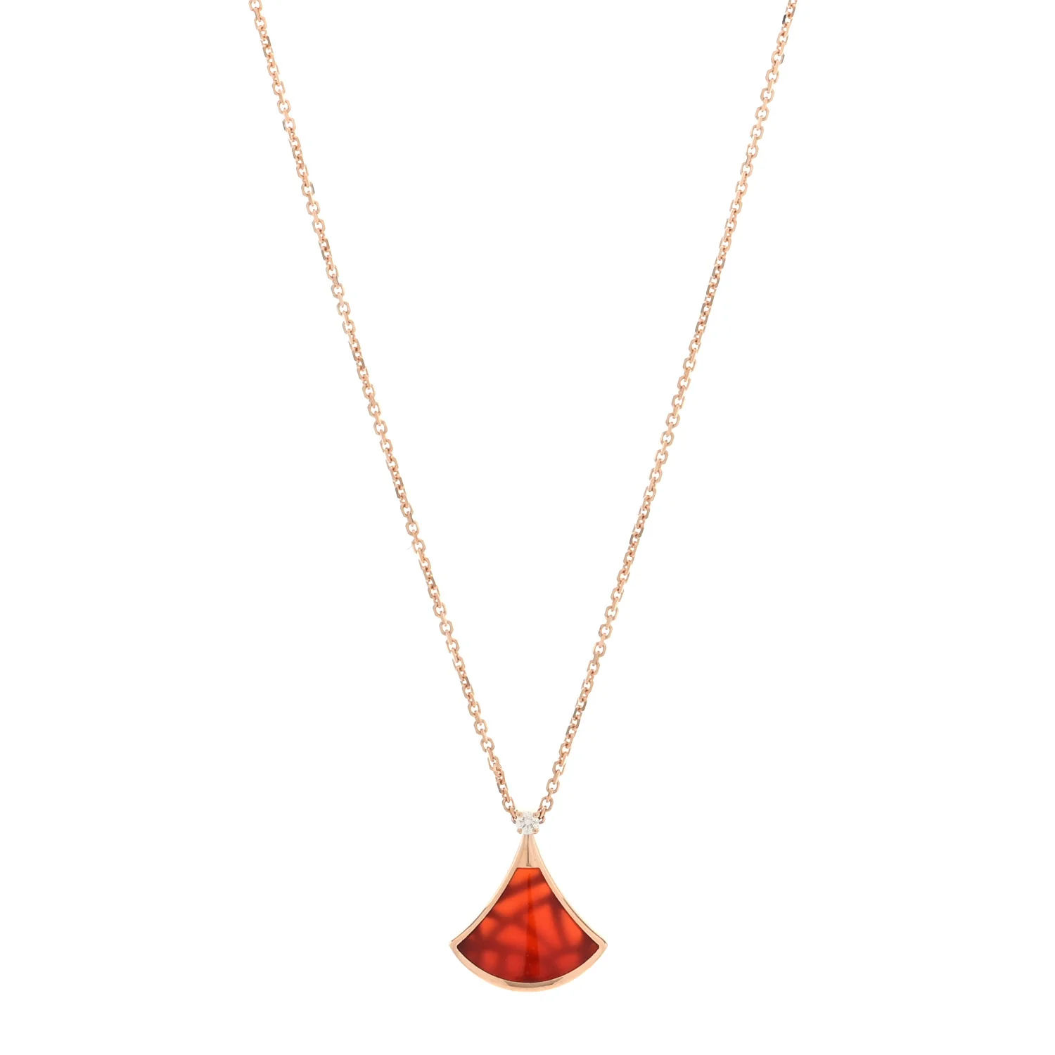 18K Rose Gold Diamond Carnelian Divas' Dream Pendant Necklace