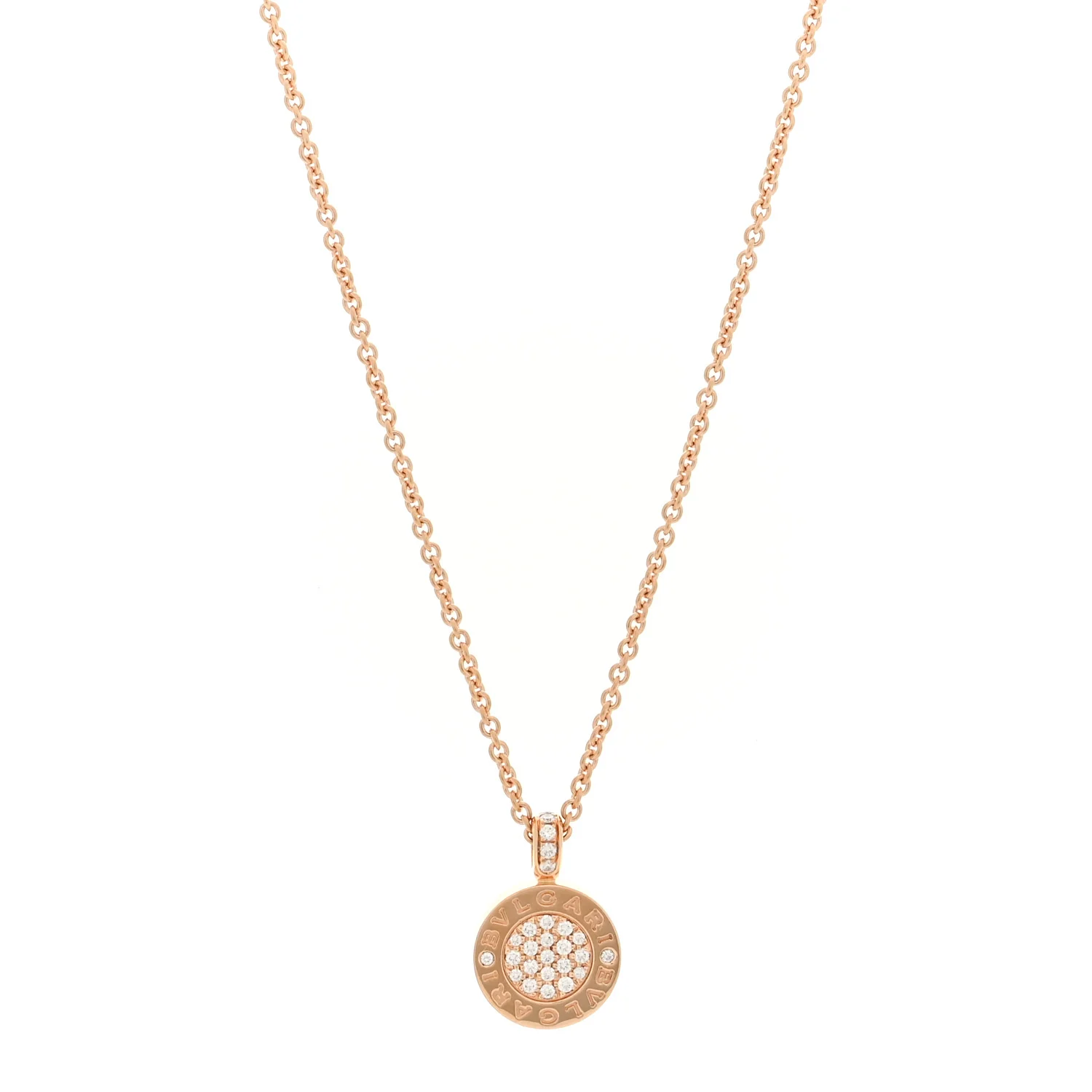 18K Rose Gold Diamond Green Jade BVLGARI BVLGARI Pendant Necklace