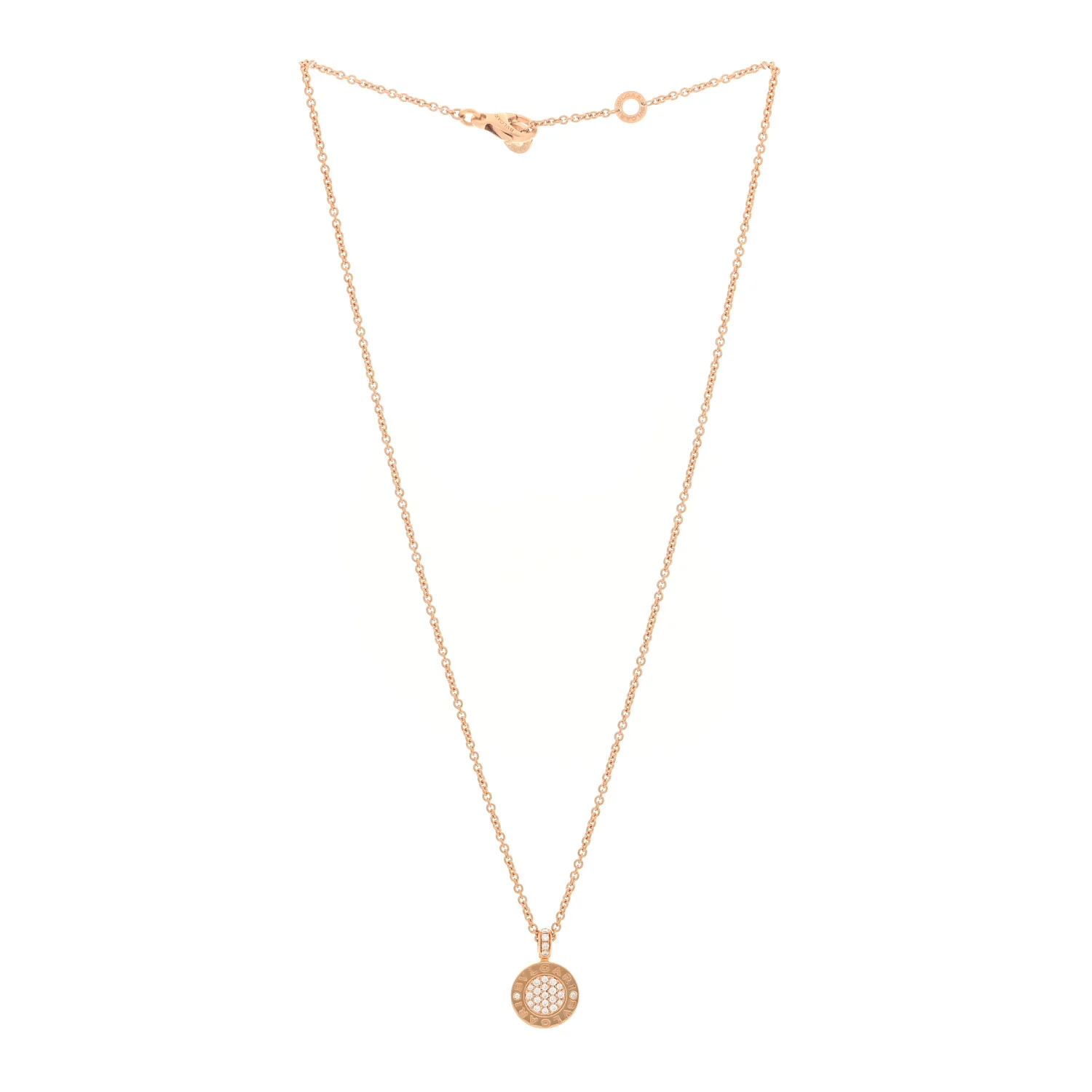 18K Rose Gold Diamond Green Jade BVLGARI BVLGARI Pendant Necklace - Image 3