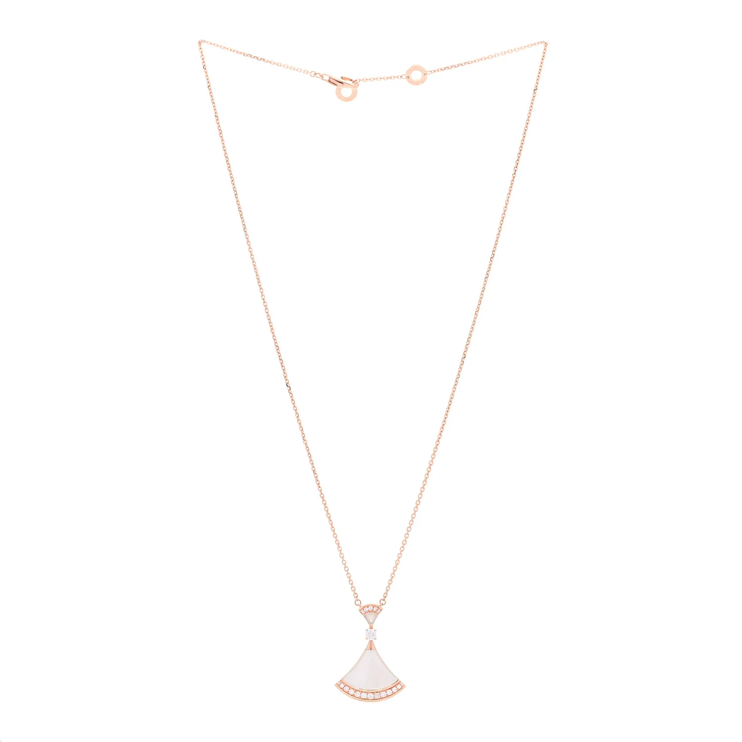 18K Rose Gold Diamond Large Mother of Pearl Divas' Dream Pendant Necklace - Image 3
