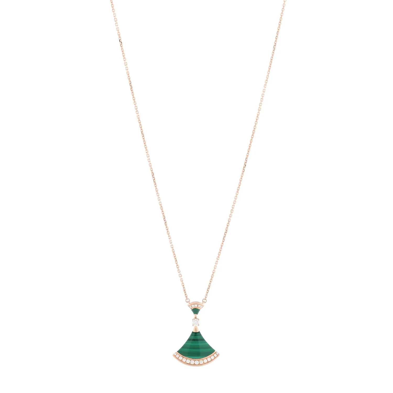 18K Rose Gold Diamond Malachite Divas' Dream Pendant Necklace