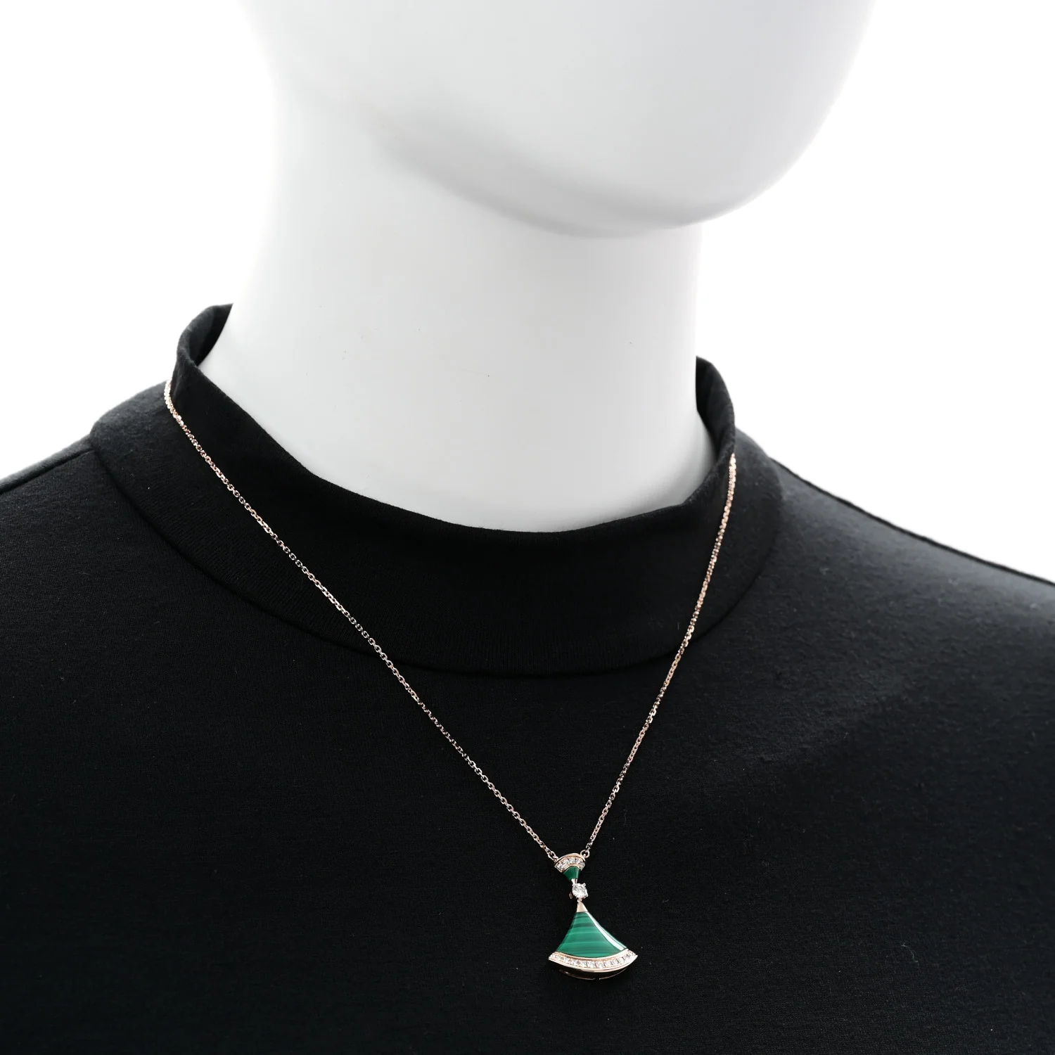 18K Rose Gold Diamond Malachite Divas' Dream Pendant Necklace - Image 2