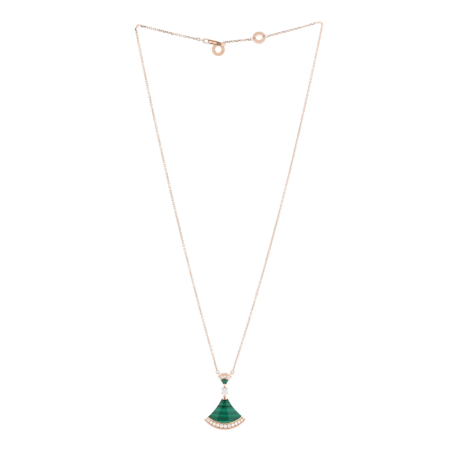 18K Rose Gold Diamond Malachite Divas' Dream Pendant Necklace - Image 3