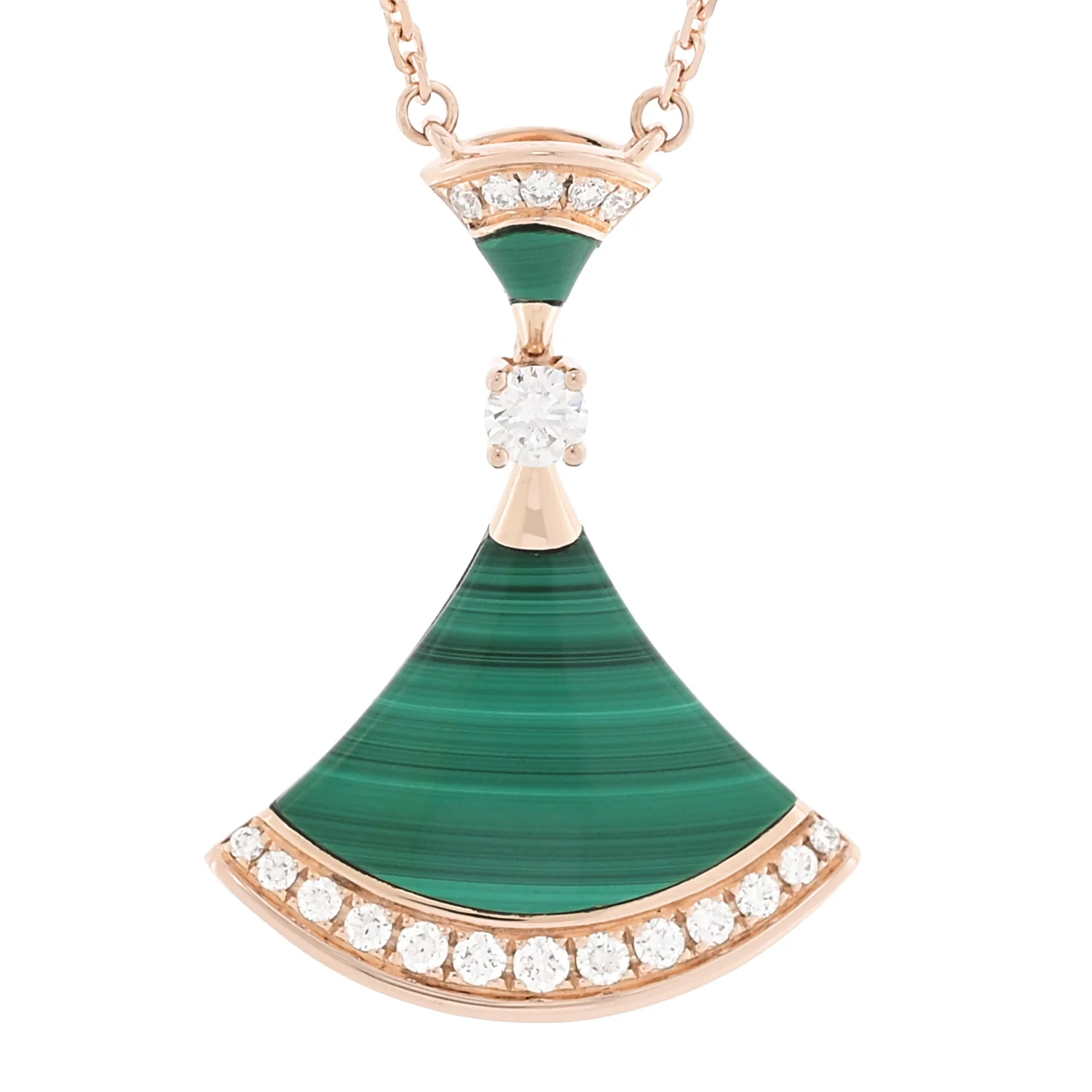 18K Rose Gold Diamond Malachite Divas' Dream Pendant Necklace - Image 4