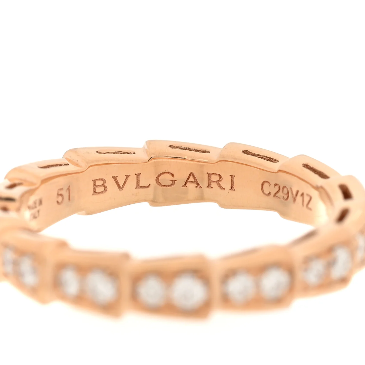 18K Rose Gold Diamond Serpenti Viper Band Ring 51 5.75 - Image 4