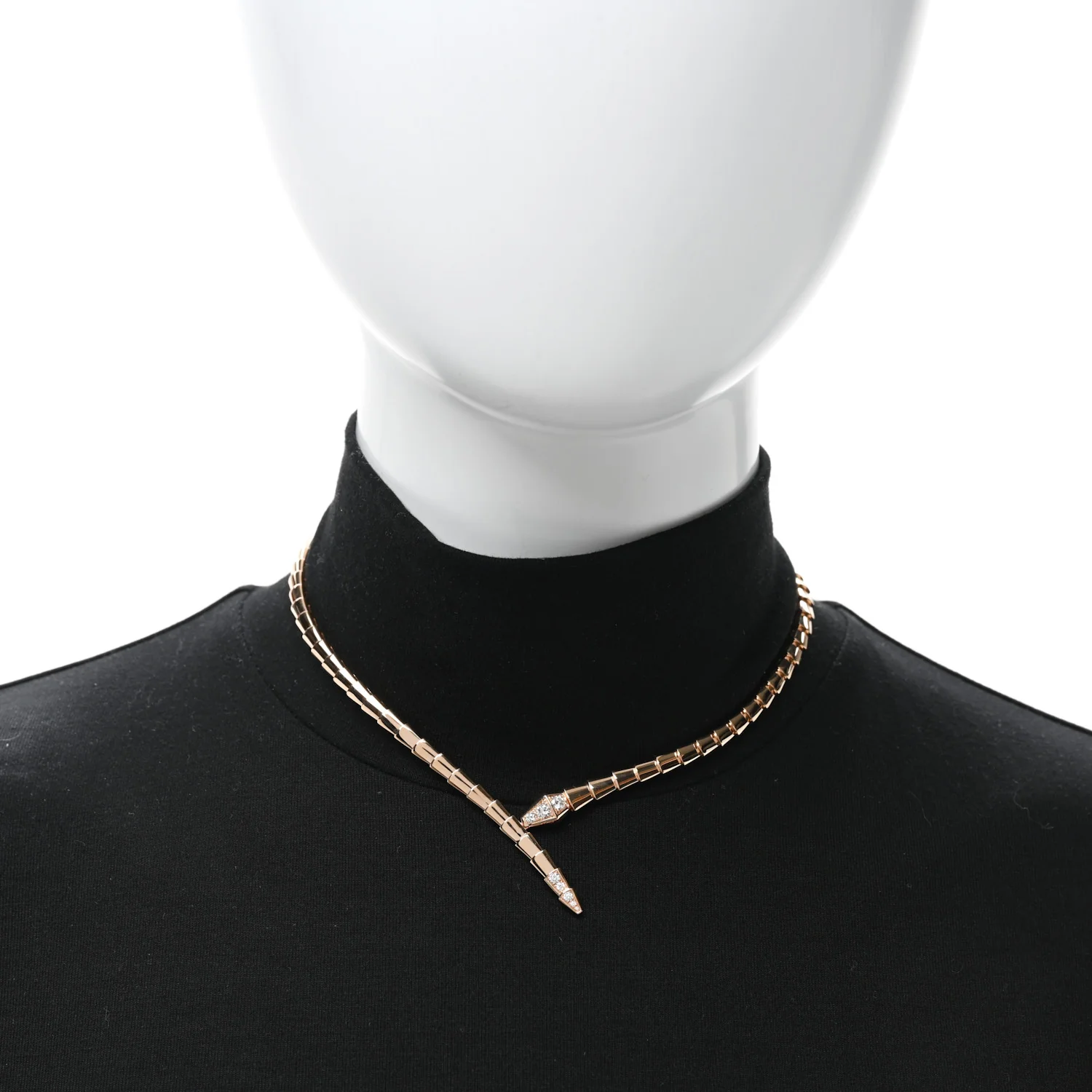 18K Rose Gold Diamond Serpenti Viper Choker Necklace - Image 3