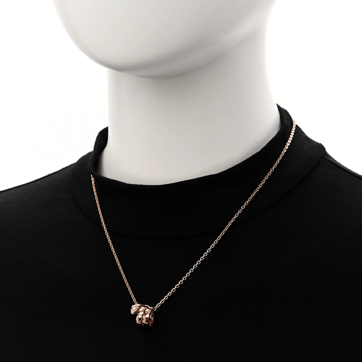 18K Rose Gold Diamond Serpenti Viper Demi Pave Pendant Necklace - Image 2