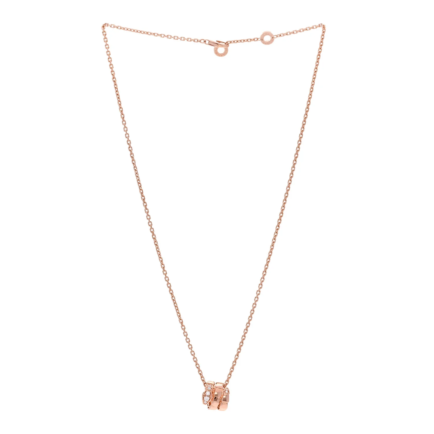 18K Rose Gold Diamond Serpenti Viper Demi Pave Pendant Necklace - Image 3