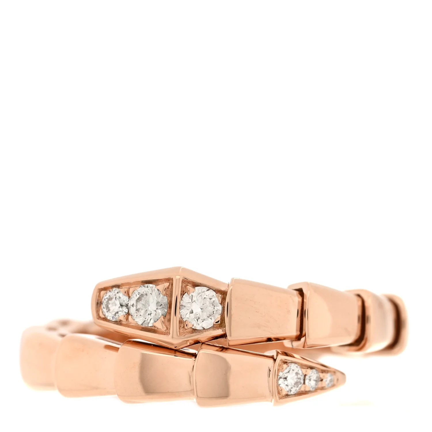 18K Rose Gold Diamond Serpenti Viper Single Spiral Ring 51 5.75 - 53 6.5