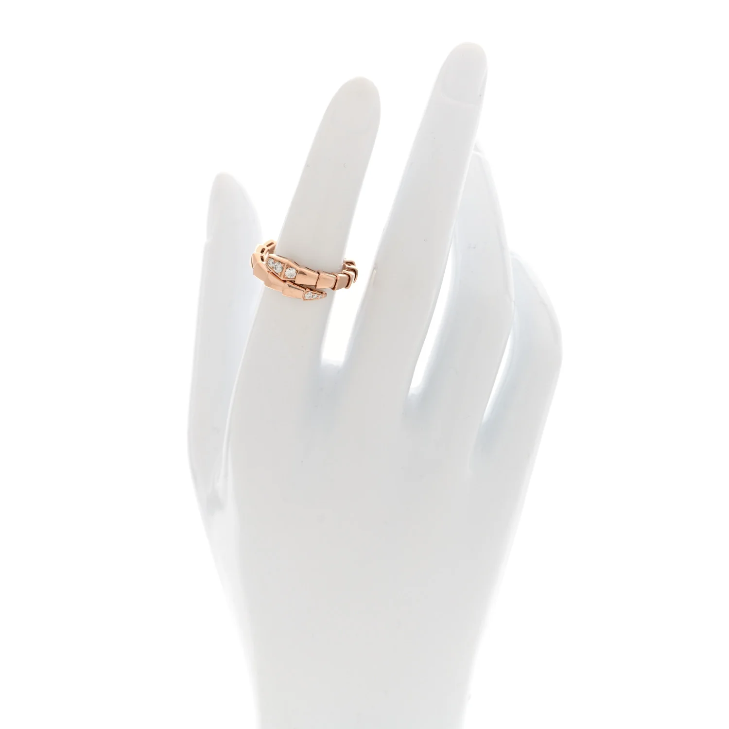 18K Rose Gold Diamond Serpenti Viper Single Spiral Ring 51 5.75 - 53 6.5 - Image 2