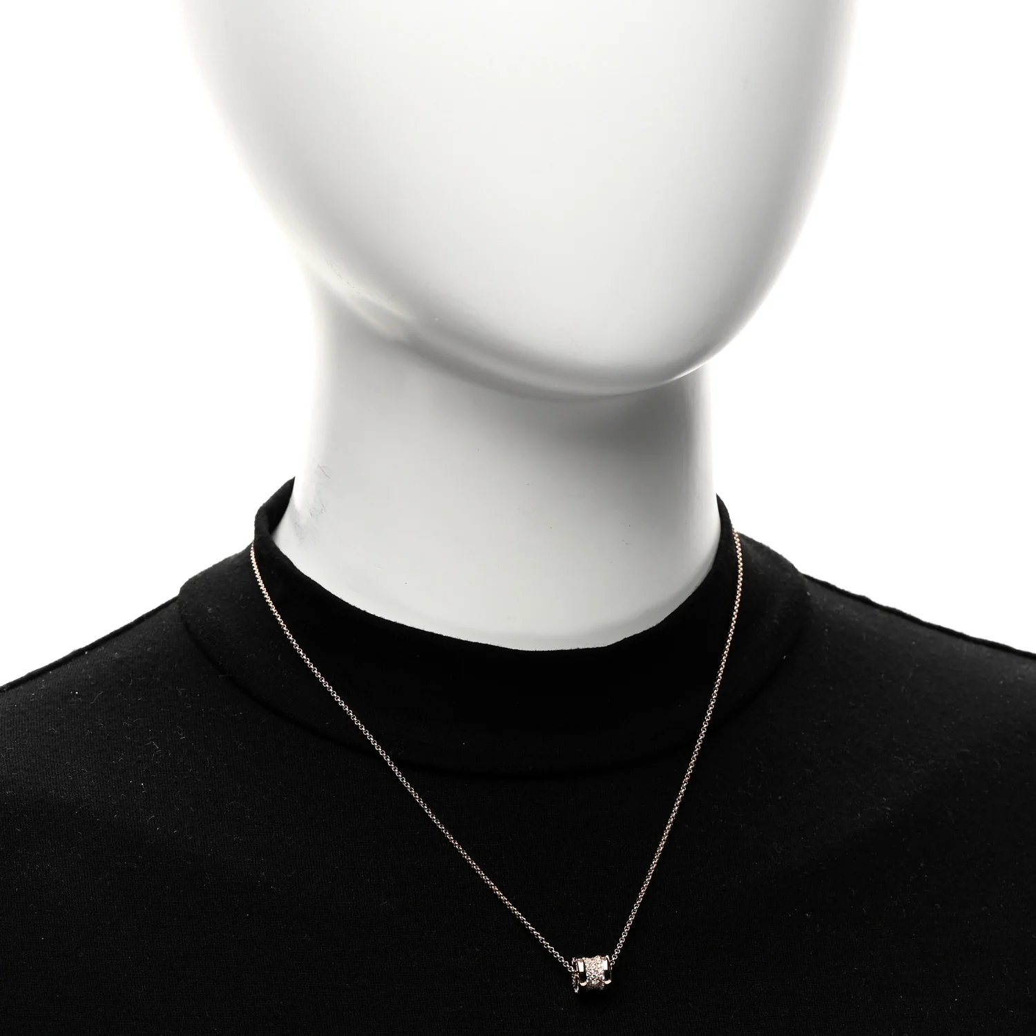 18K Rose Gold Diamond Small B.Zero1 Pave Pendant Necklace - Image 2