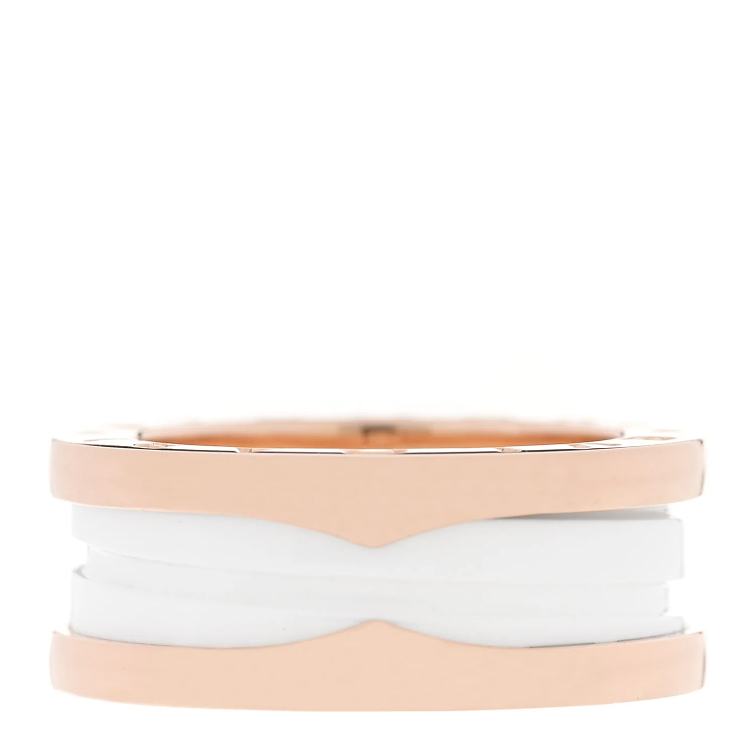 18K Rose Gold White Ceramic B.Zero1 Two-Band Ring  49 4.75 - Image 3
