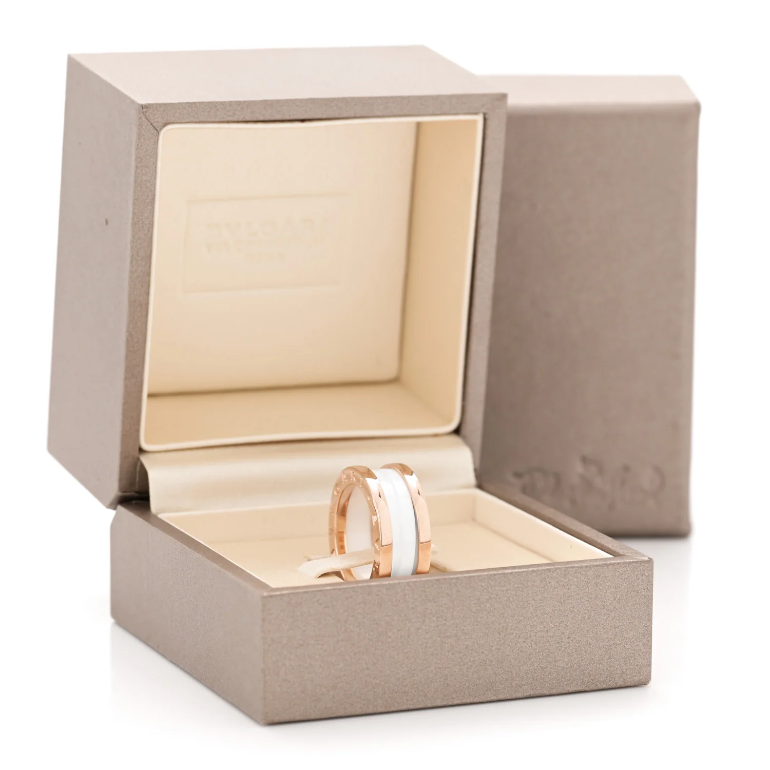 18K Rose Gold White Ceramic B.Zero1 Two-Band Ring  49 4.75 - Image 5