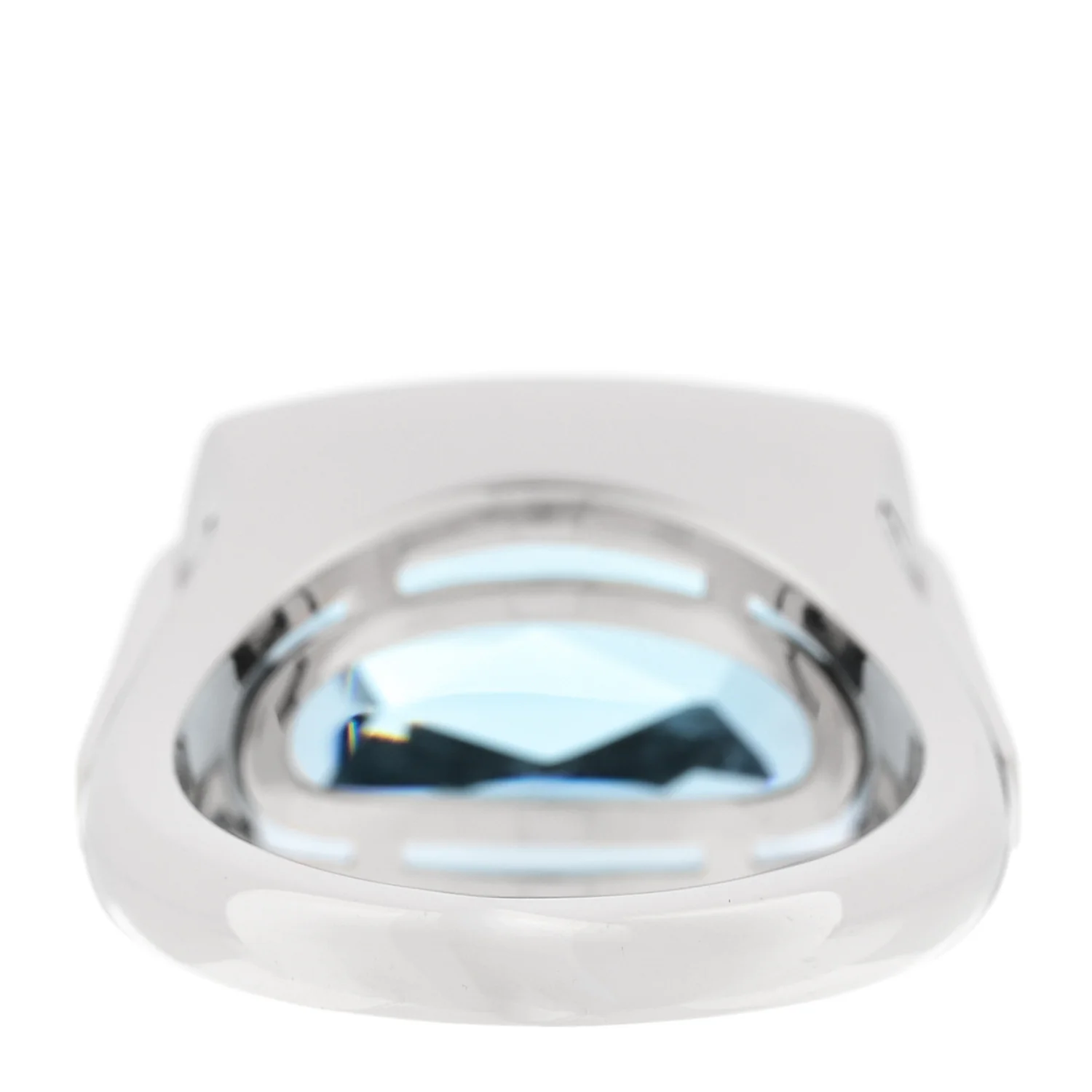 18K White Gold Blue Topaz BVLGARI Metropolis Ring 53 6.5 - Image 3