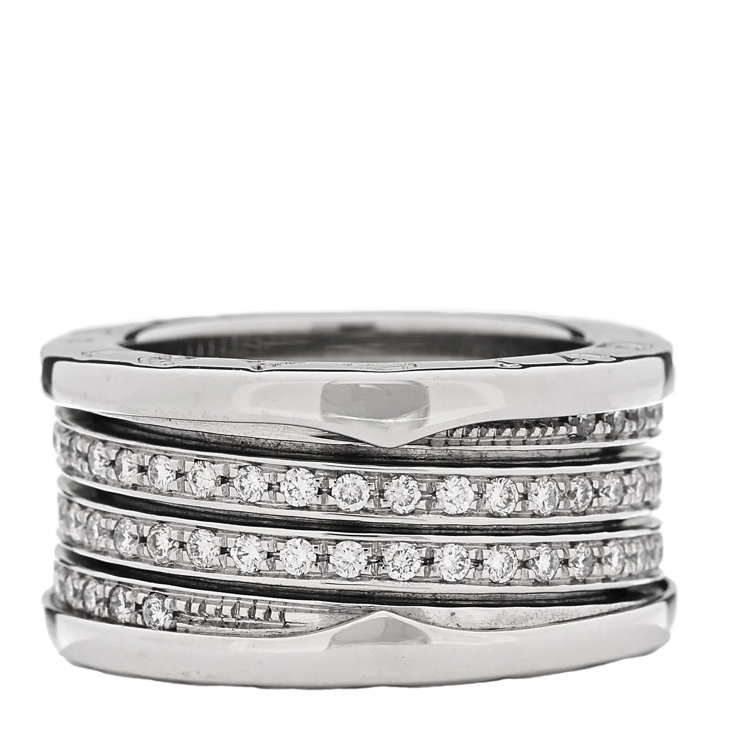 18K White Gold Diamond B.Zero1 Four-Band Full Pave Ring 53 6.25 - Image 3