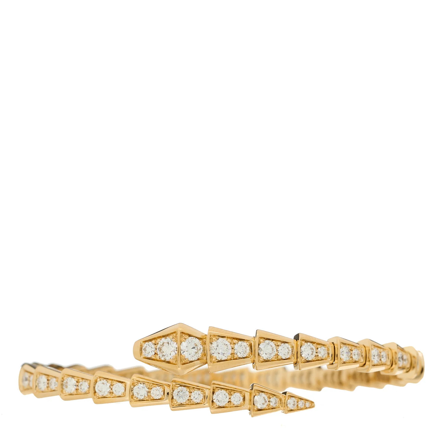 18K Yellow Gold Diamond Serpenti Viper Pave Bracelet M
