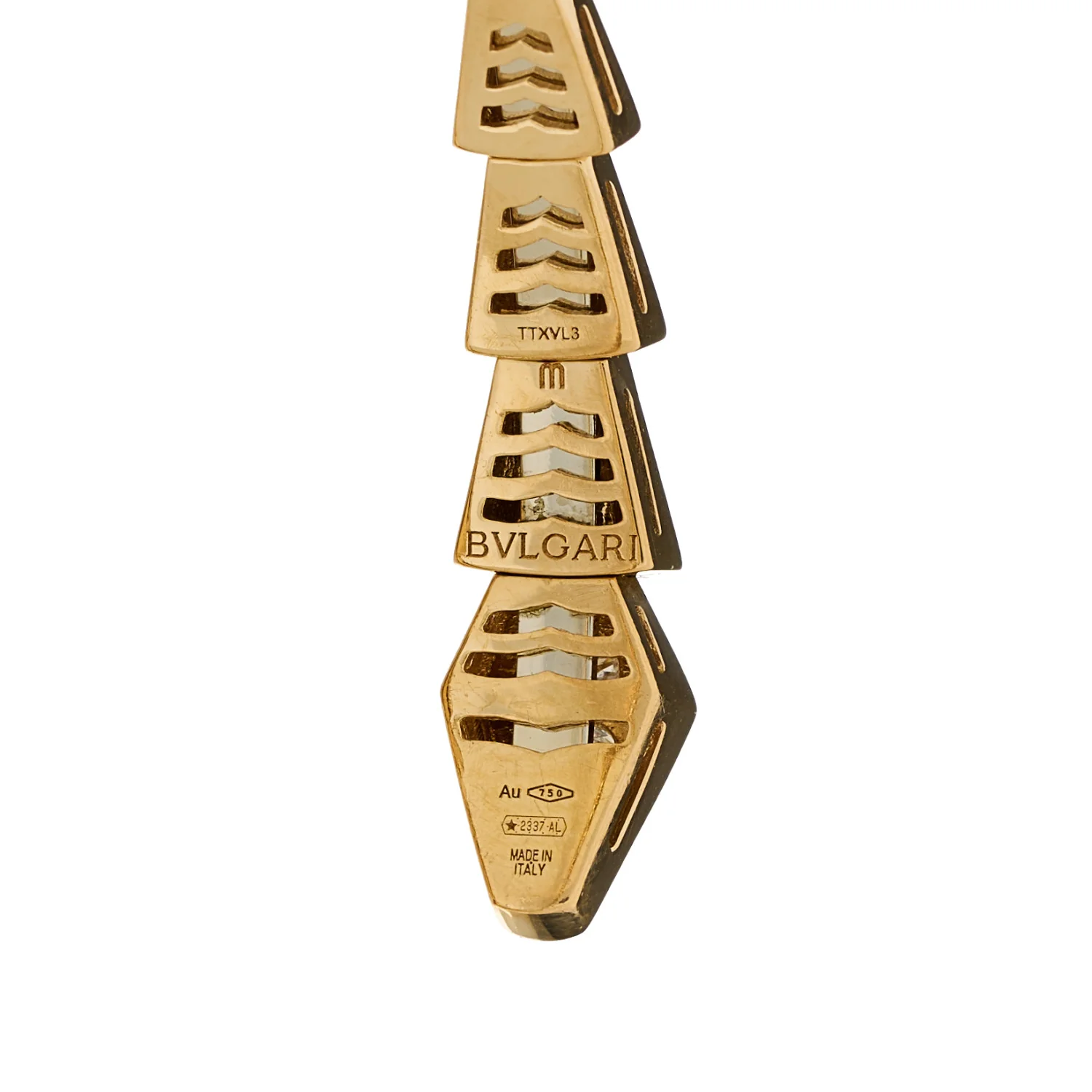 18K Yellow Gold Diamond Serpenti Viper Pave Bracelet M - Image 3
