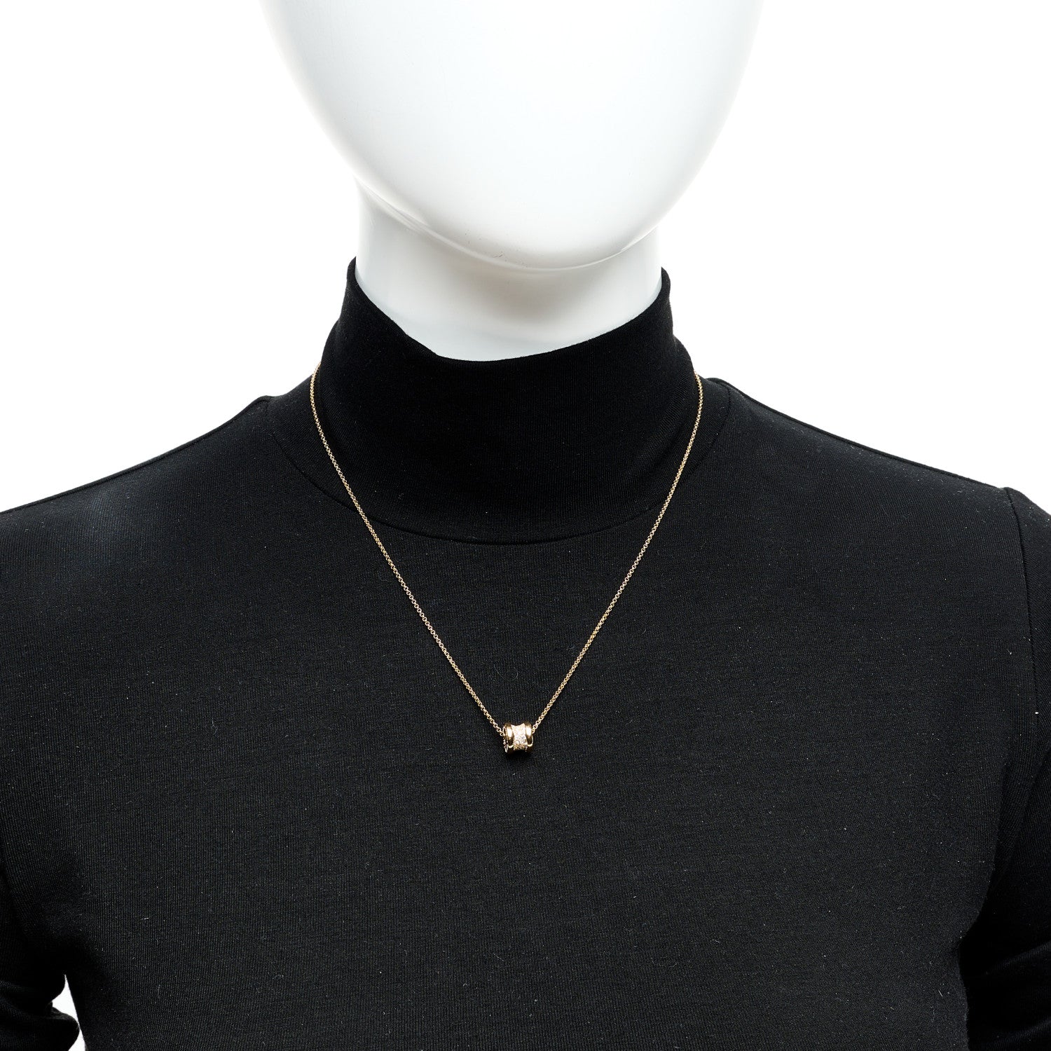 18K Yellow Gold Diamond Small B.Zero1 Pave Pendant Necklace - Image 2